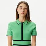 Kadın Flare Fit Polo Yaka Yeşil Elbise