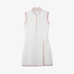 Kadın Regular Fit Kolsuz Yarım Fermuarlı Renk Bloklu Beyaz Elbise