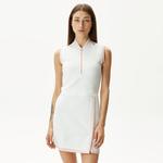 Kadın Regular Fit Kolsuz Yarım Fermuarlı Renk Bloklu Beyaz Elbise