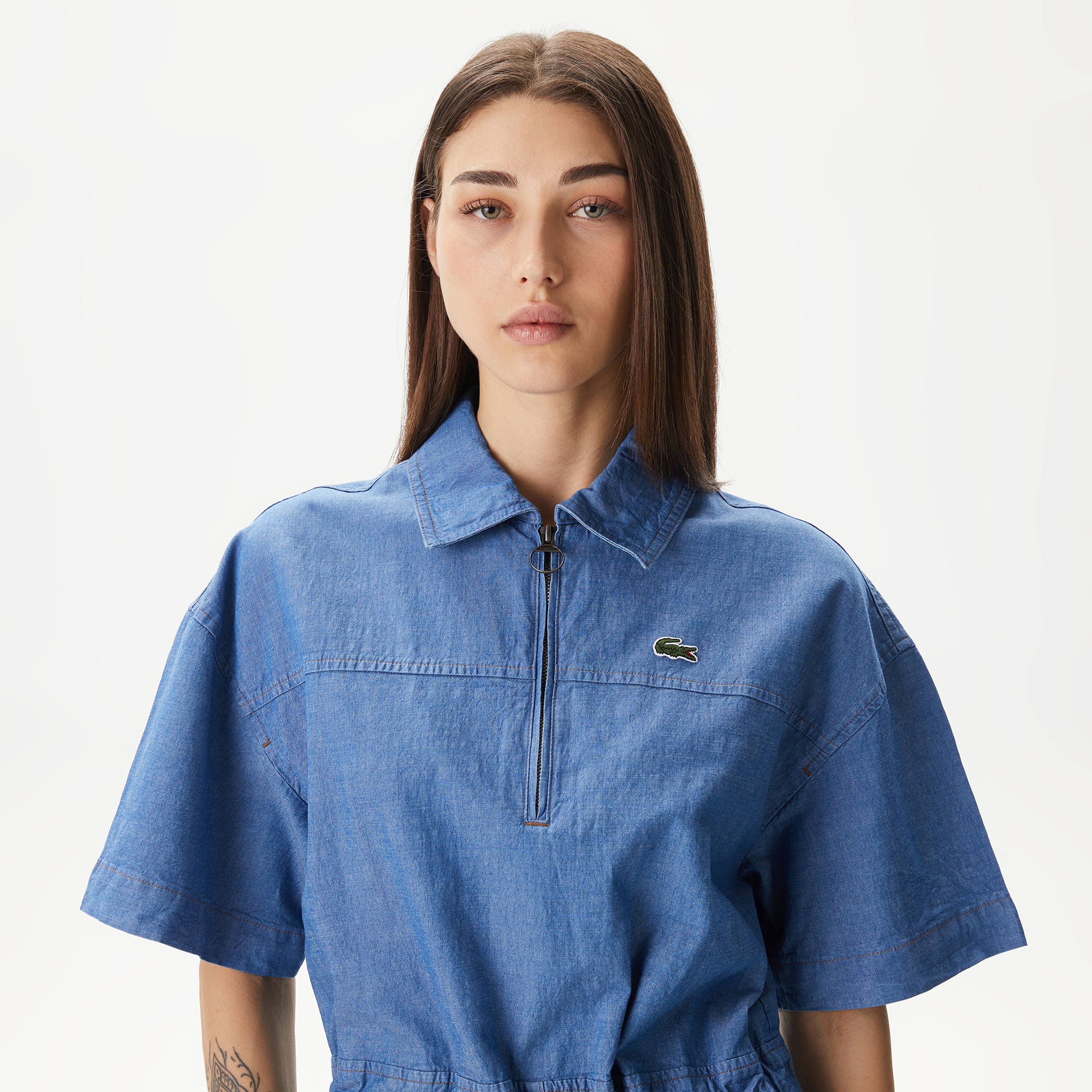 Kadın Straight Fit Denim Mavi Elbise