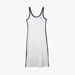 Kadın Slim Fit Kolsuz Bisiklet Yaka Renk Bloklu Beyaz Elbise