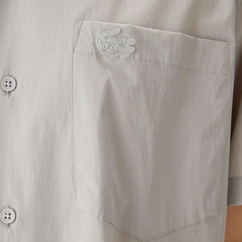 Erkek Relaxed Fit Kısa Kollu Gri Gömlek