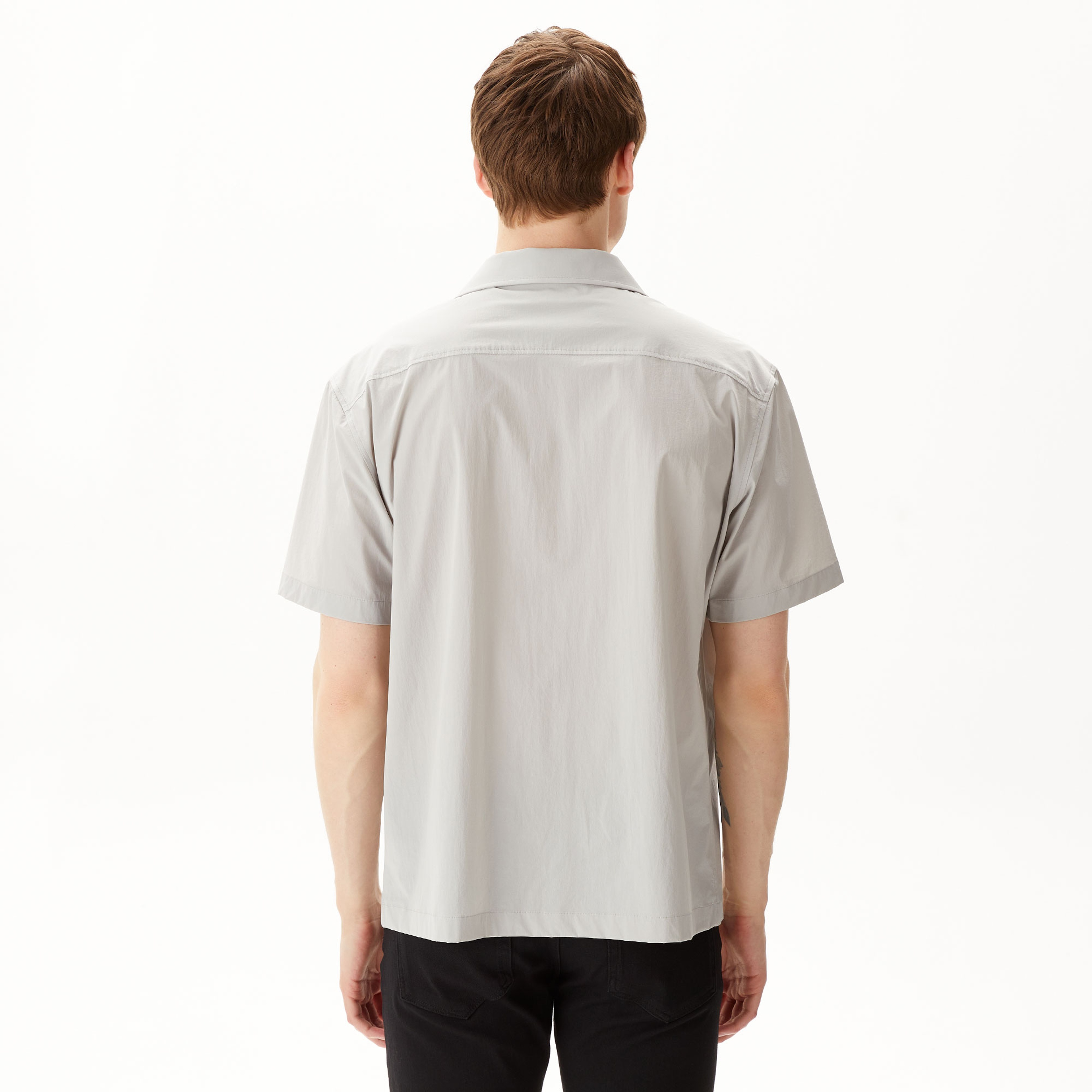 Erkek Relaxed Fit Kısa Kollu Gri Gömlek