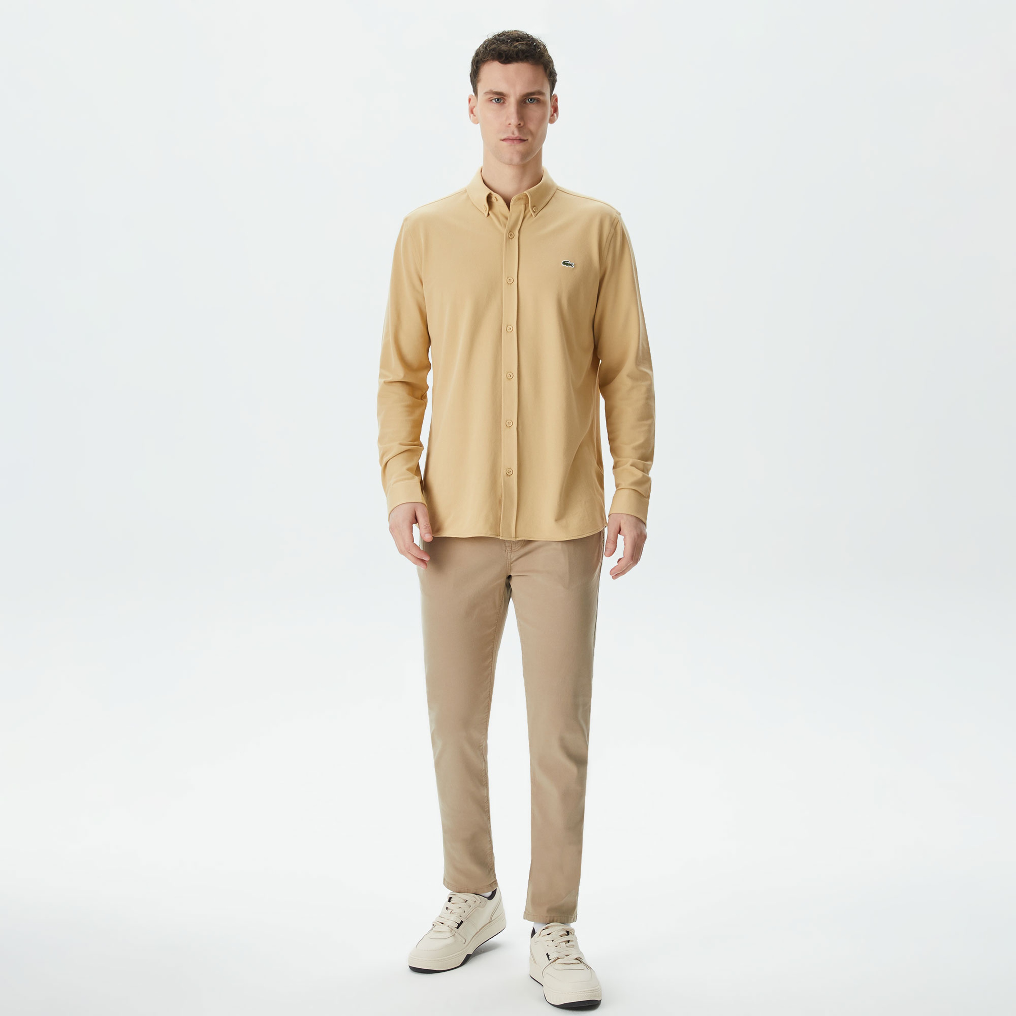 Erkek Slim Fit Bej Gömlek