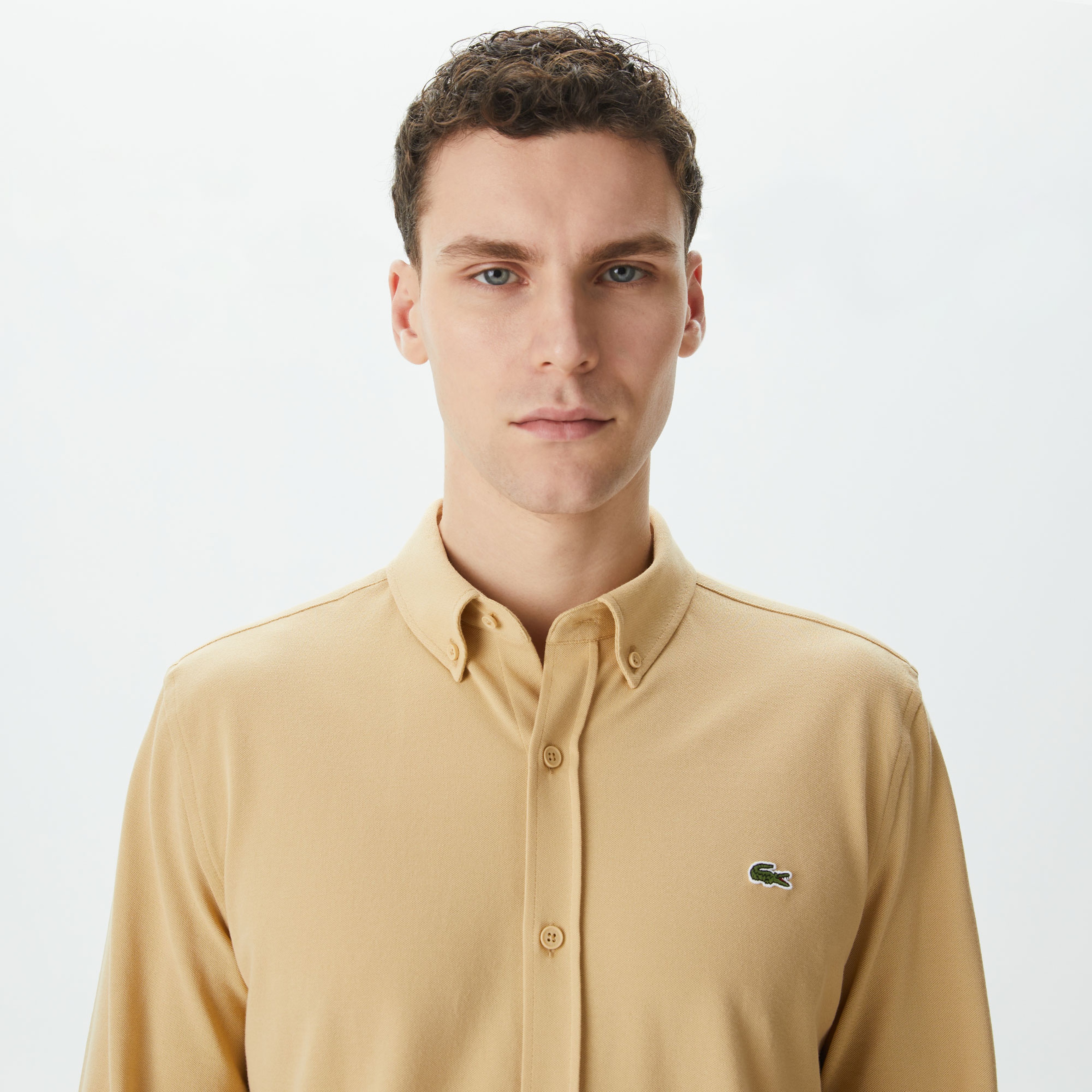 Erkek Slim Fit Bej Gömlek