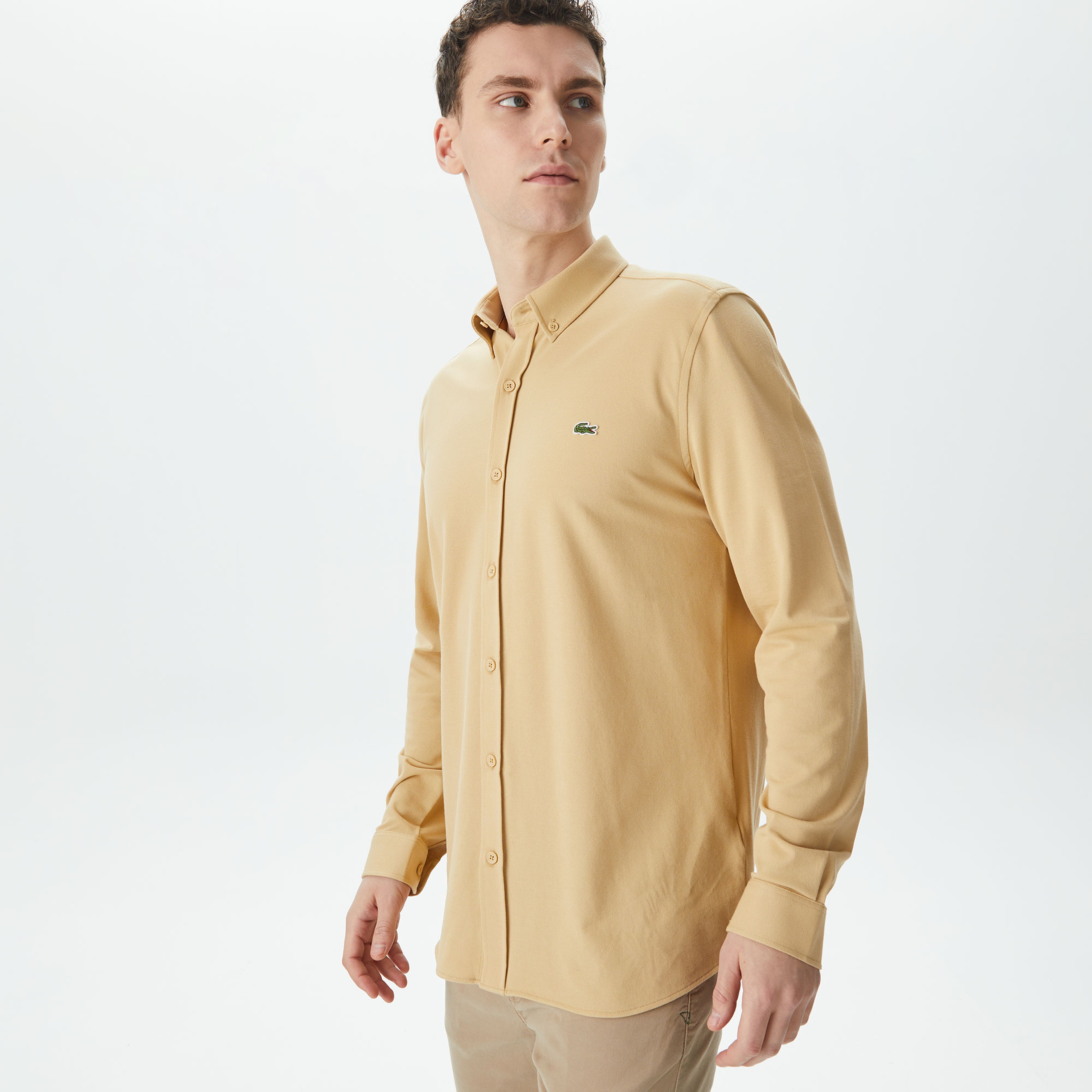 Erkek Slim Fit Bej Gömlek