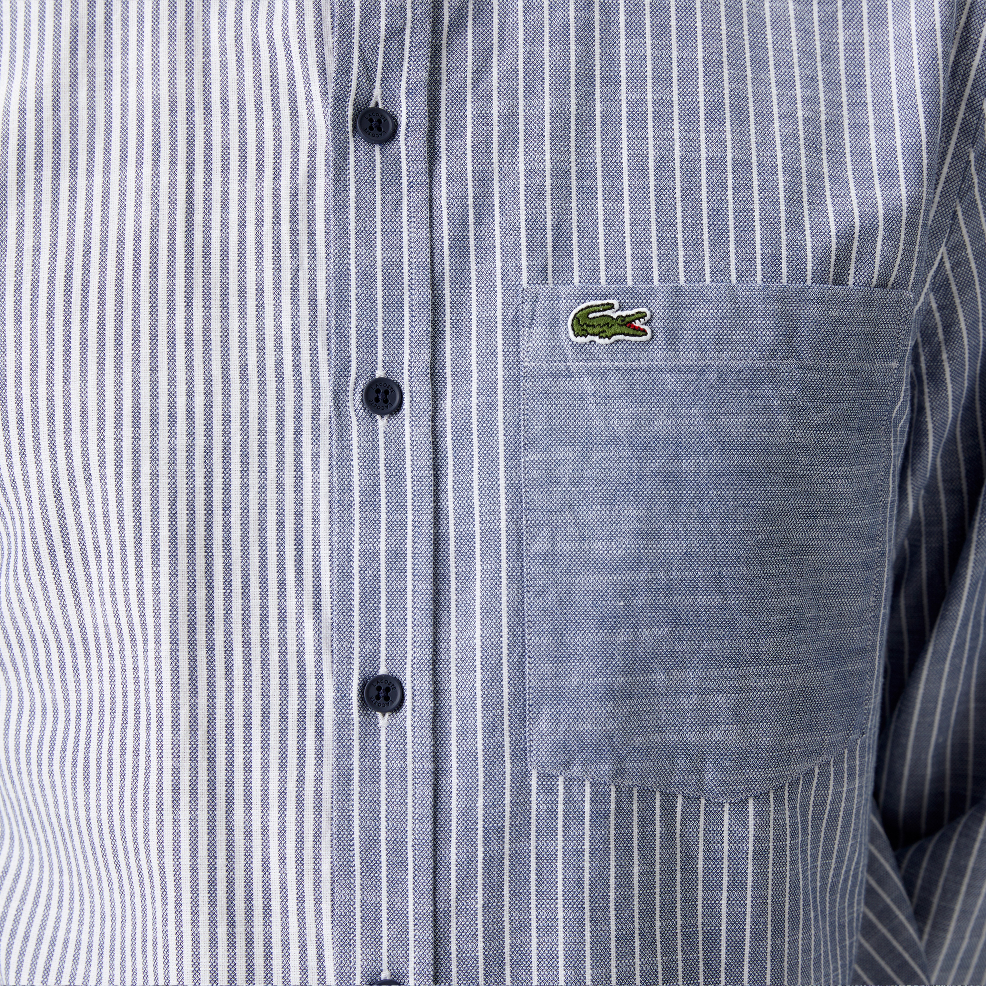 Erkek Regular Fit Çizgili Lacivert Gömlek