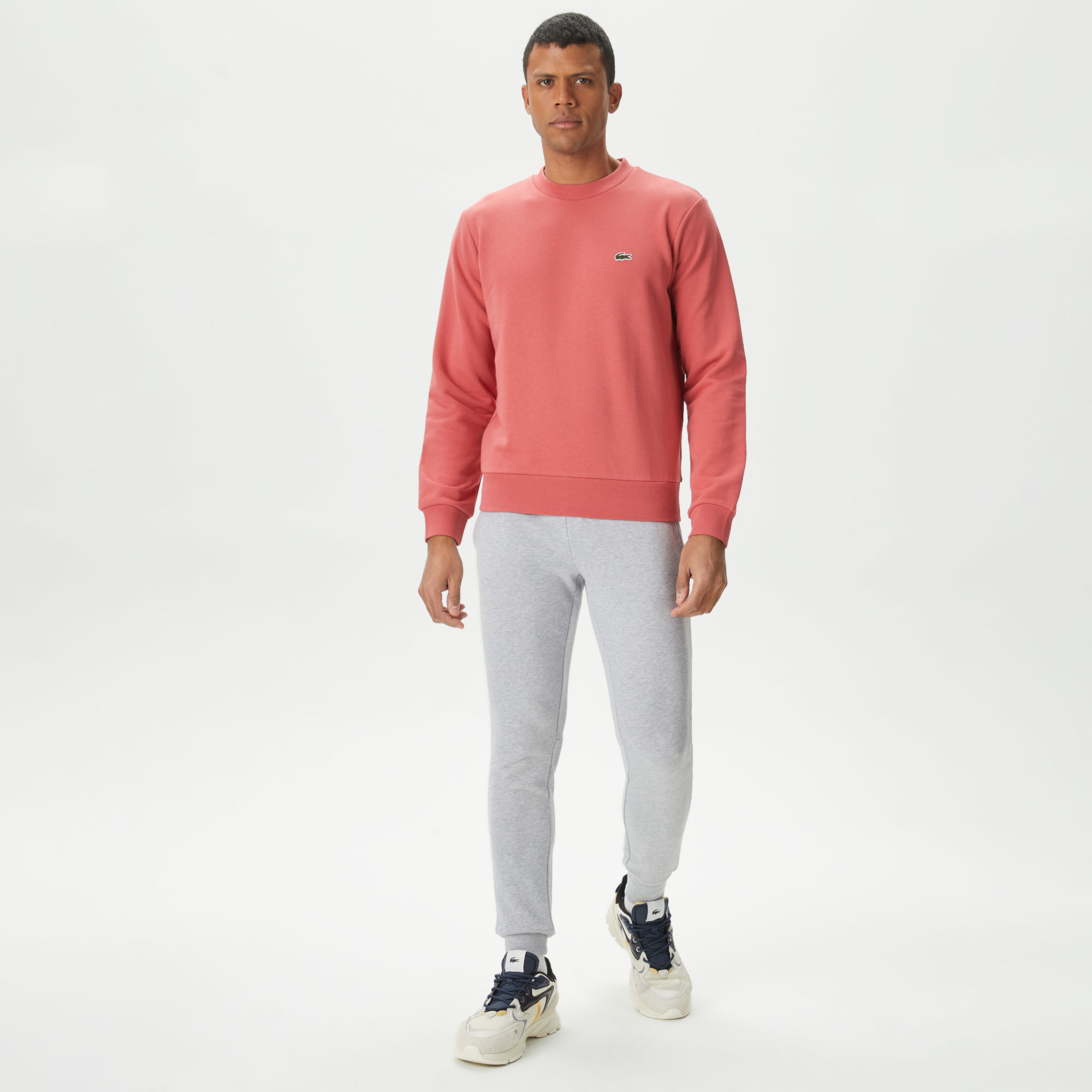 Erkek Classic Fit Bisiklet Yaka Organik Pamuk Pembe Sweatshirt