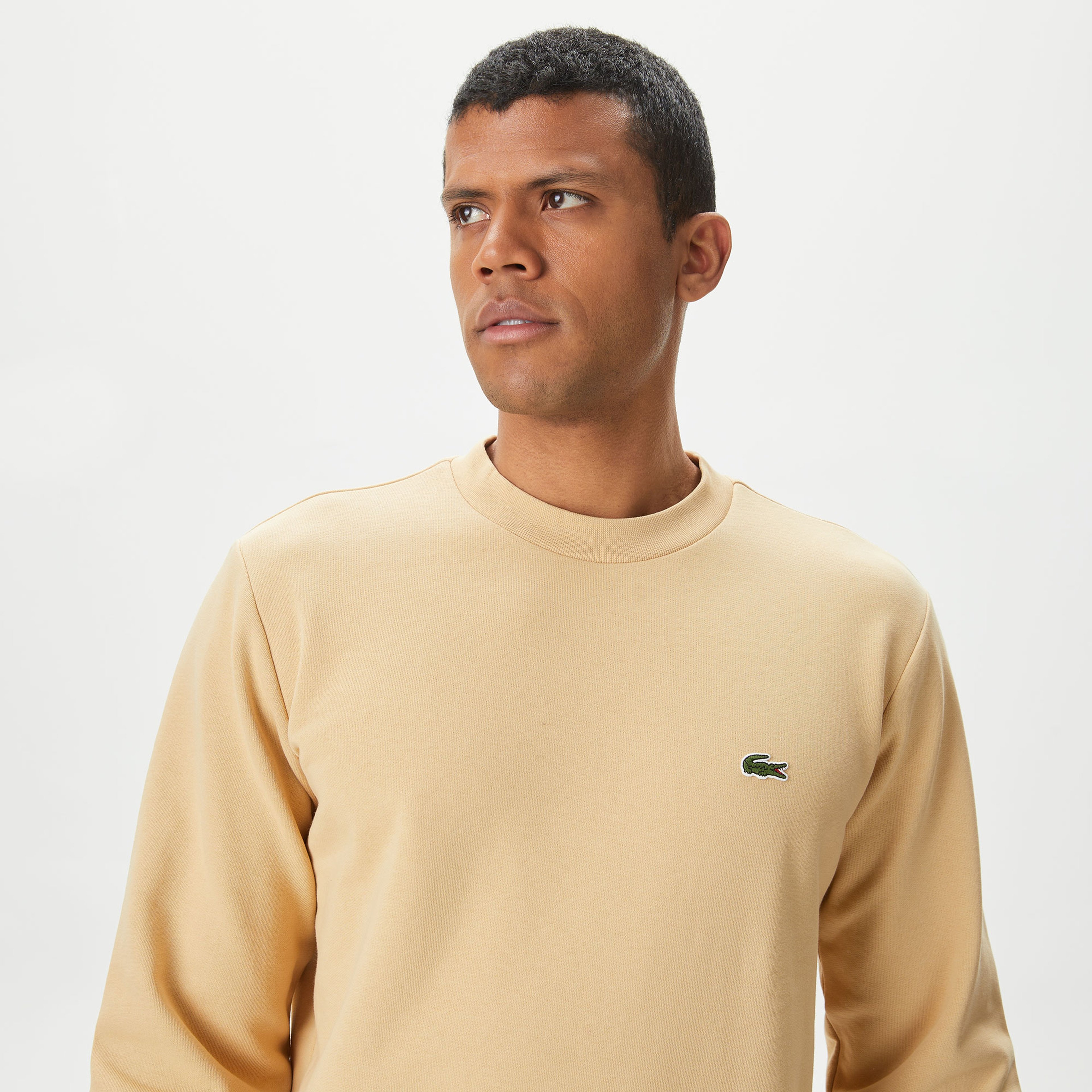 Erkek Classic Fit Bisiklet Yaka Organik Pamuk Bej Sweatshirt