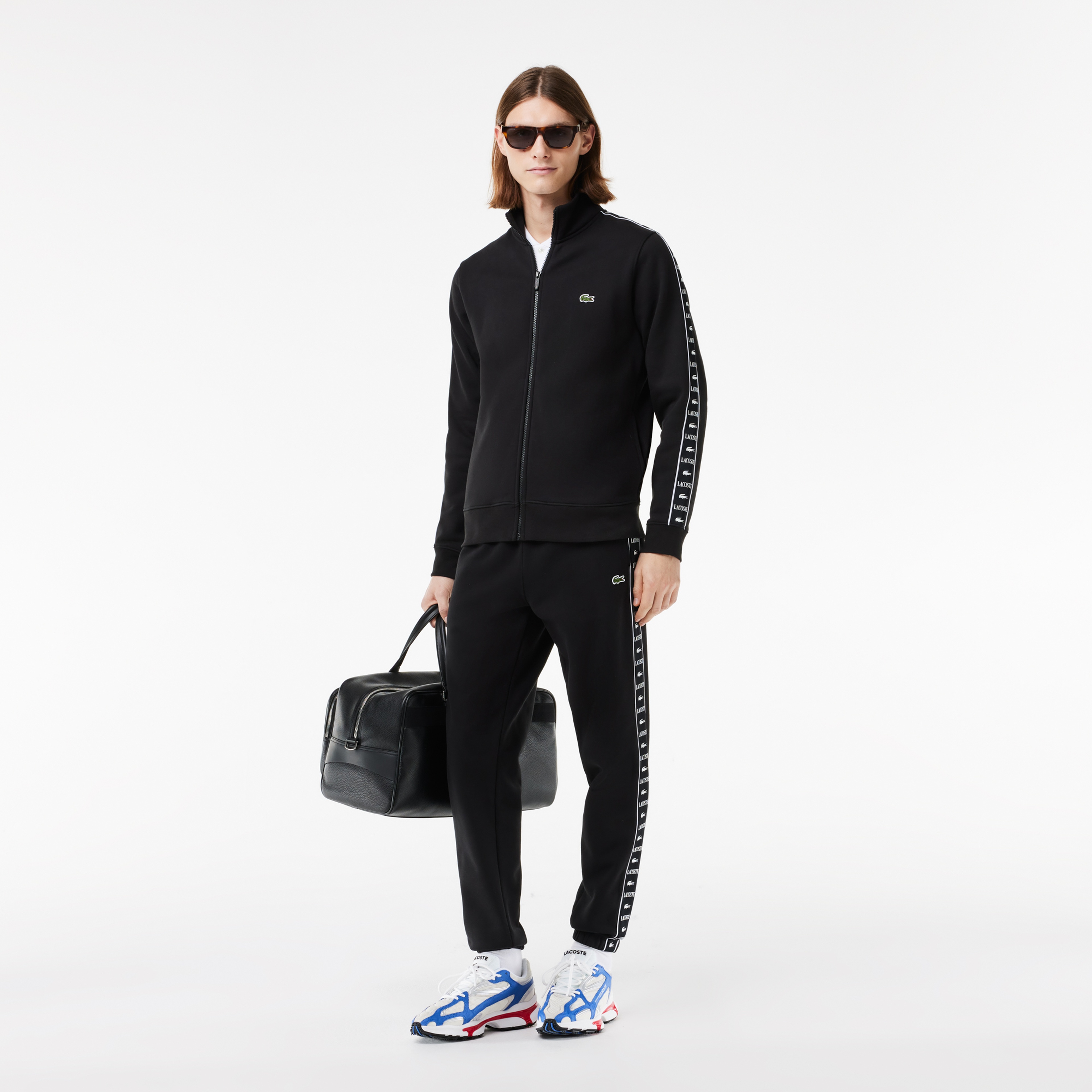 Erkek Classic Fit Dik Yaka Baskılı Siyah Sweatshirt