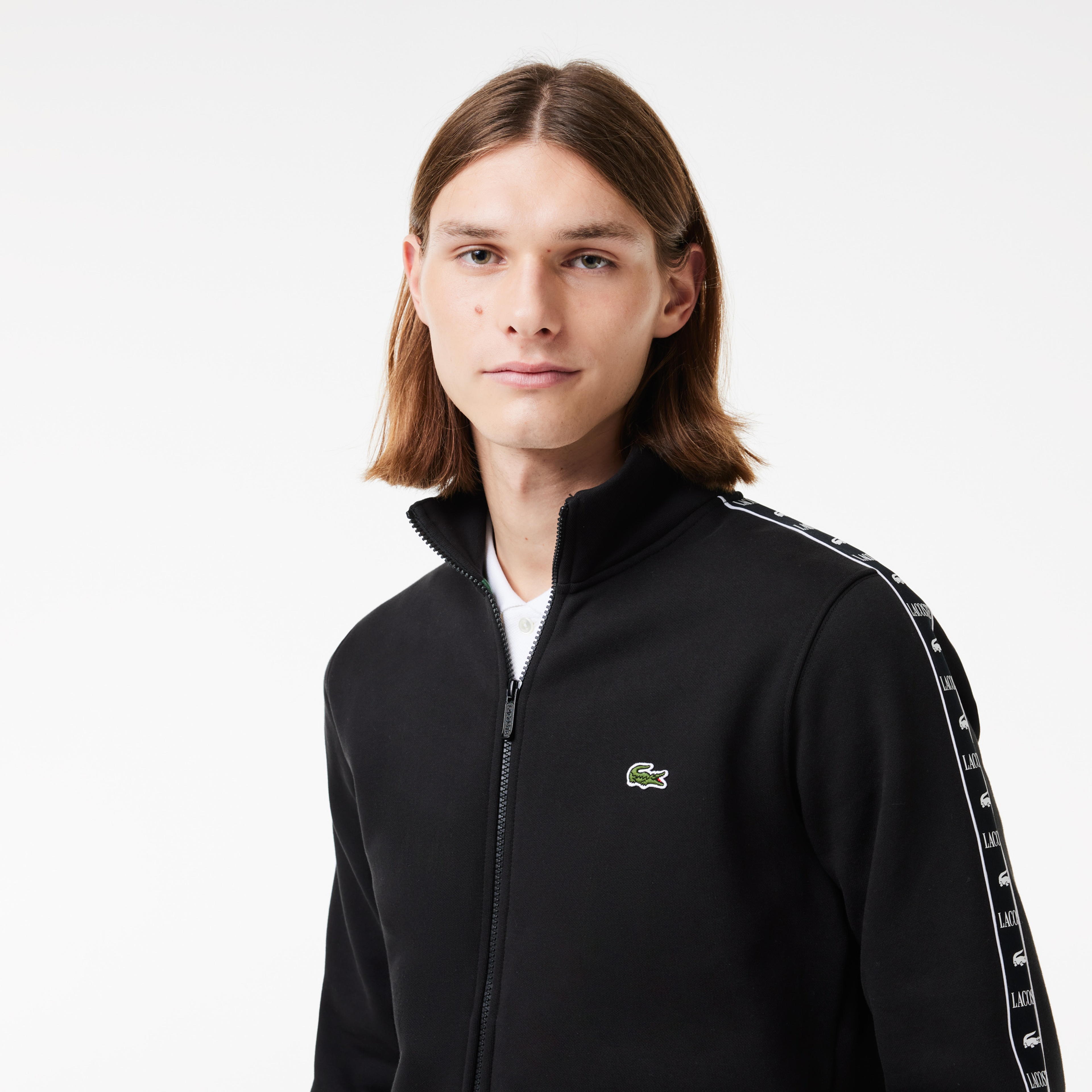 Erkek Classic Fit Dik Yaka Baskılı Siyah Sweatshirt