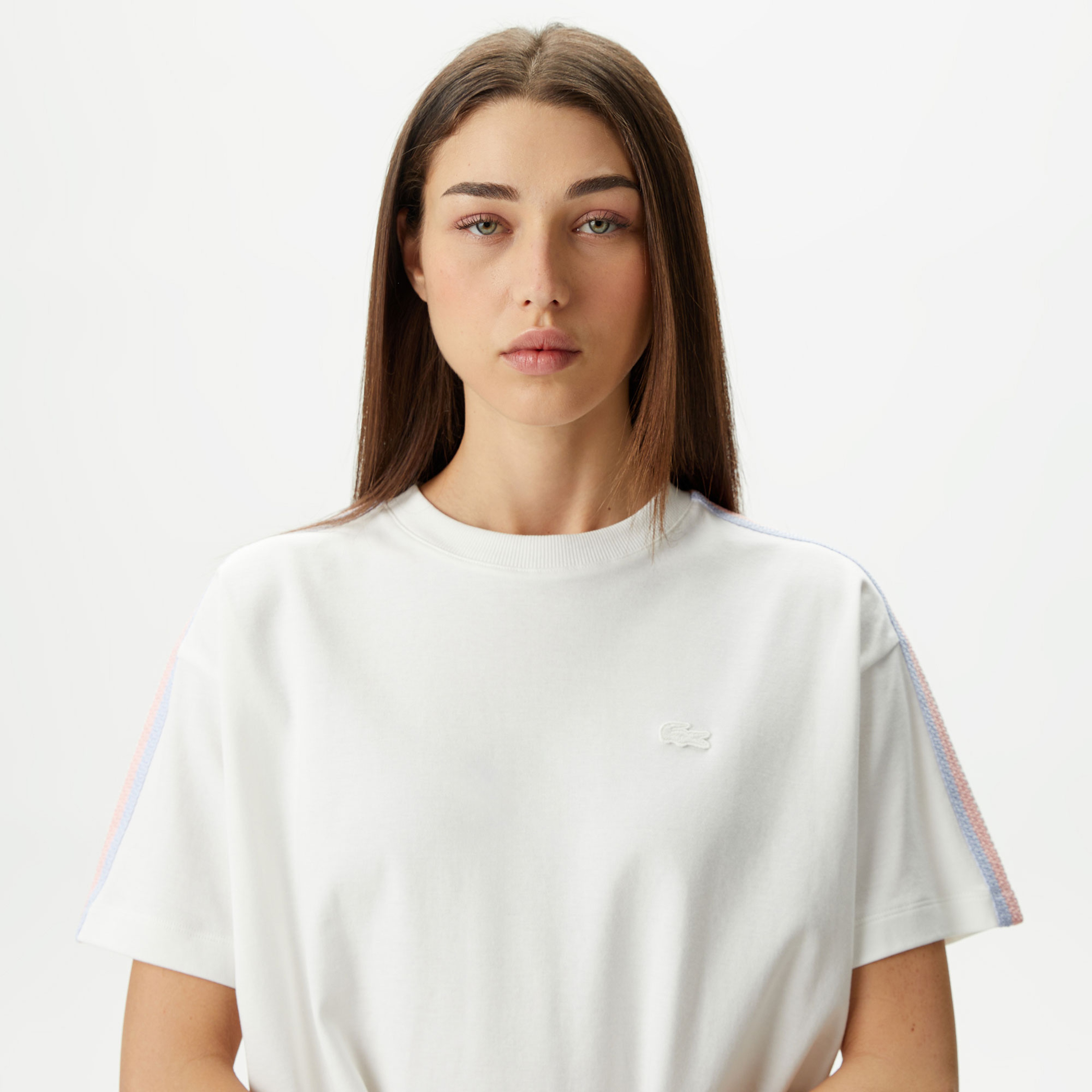 Kadın Relaxed Fit Bisiklet Yaka Beyaz T-Shirt