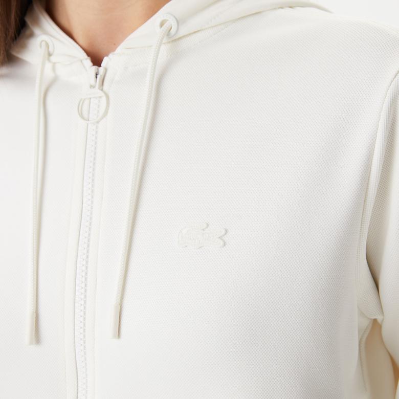 Kadın Regular Fit Kapüşonlu Beyaz Sweatshirt