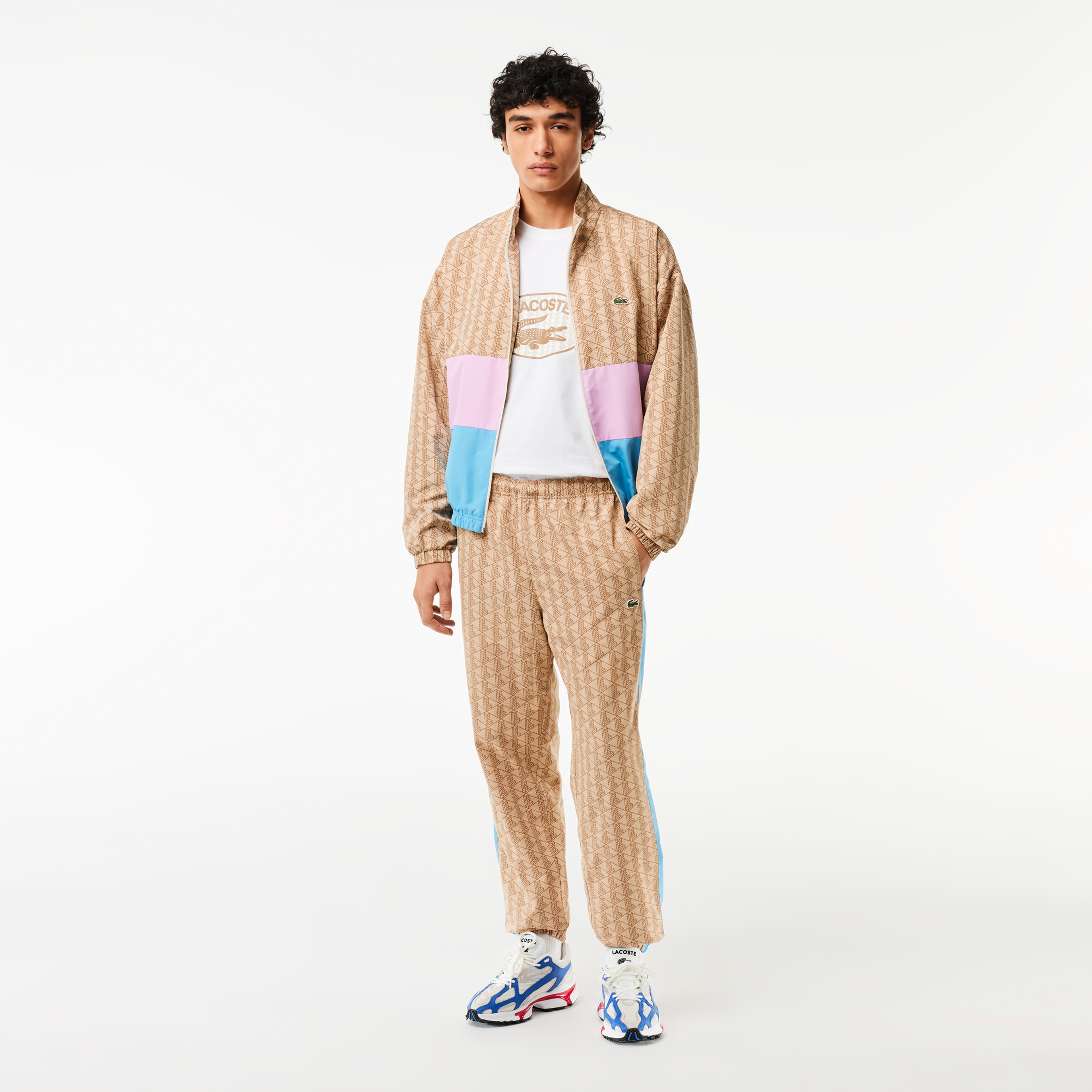 Erkek Regular Fit Monogram Bej Eşofman Altı