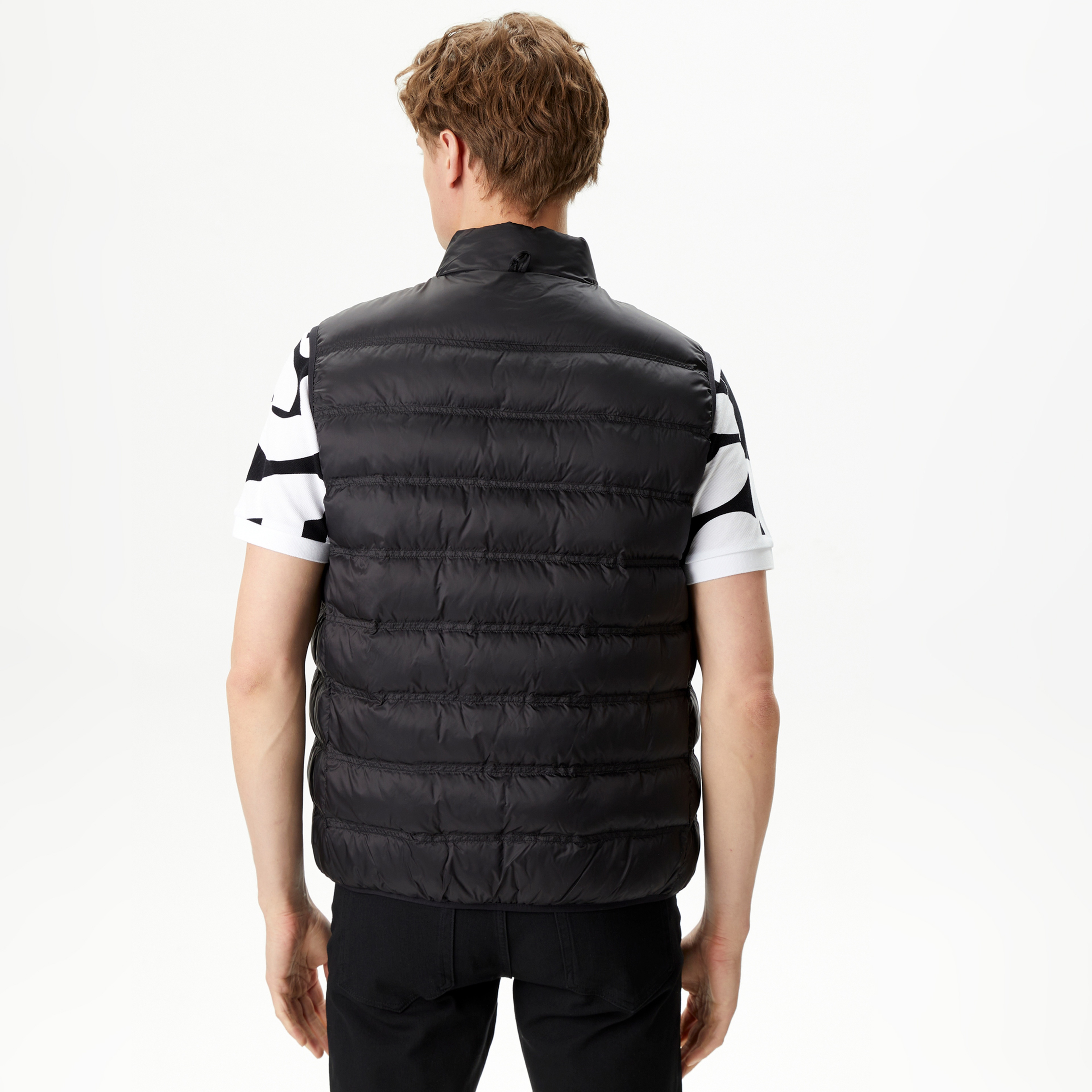 Erkek Kapüşonlu Siyah Çıkarılabilir Yelek Detaylı Mont