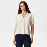 Kadın Relaxed Fit Kısa Kollu Beyaz Gömlek