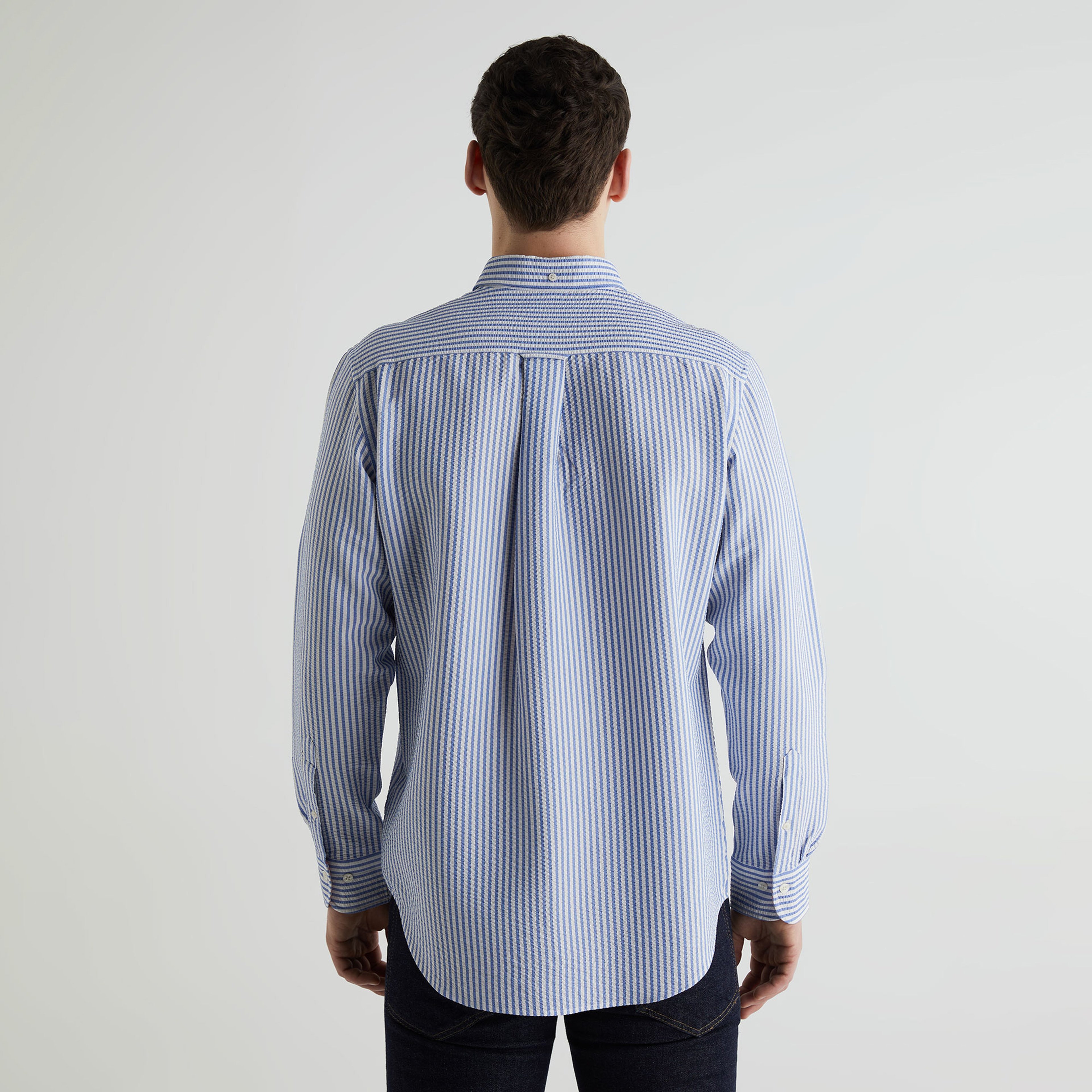 GANT Erkek Mavi Regular Fit Klasik Yaka Çizgili Gömlek