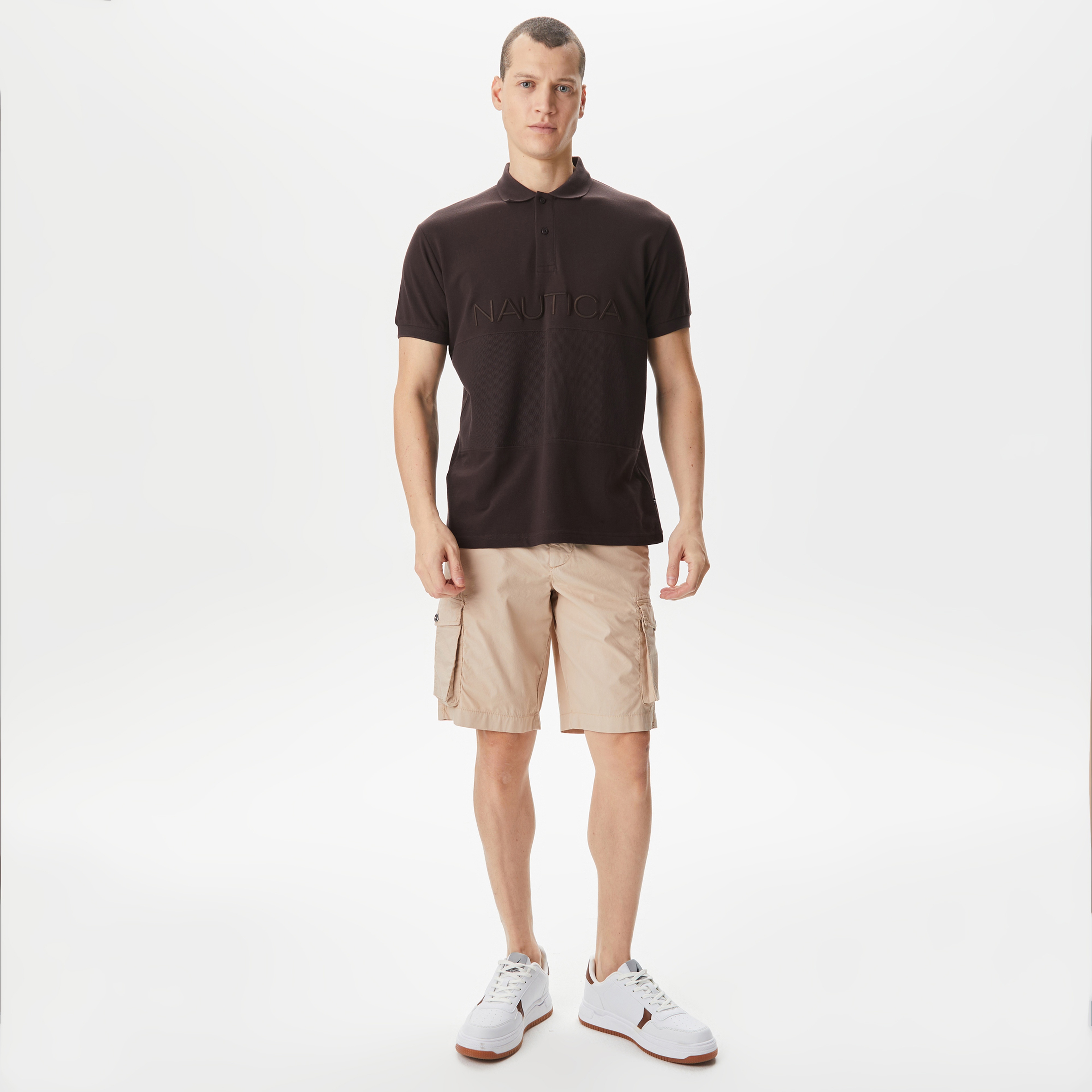 Nautica Erkek Kahverengi Classic Fit Polo Yaka T-Shirt