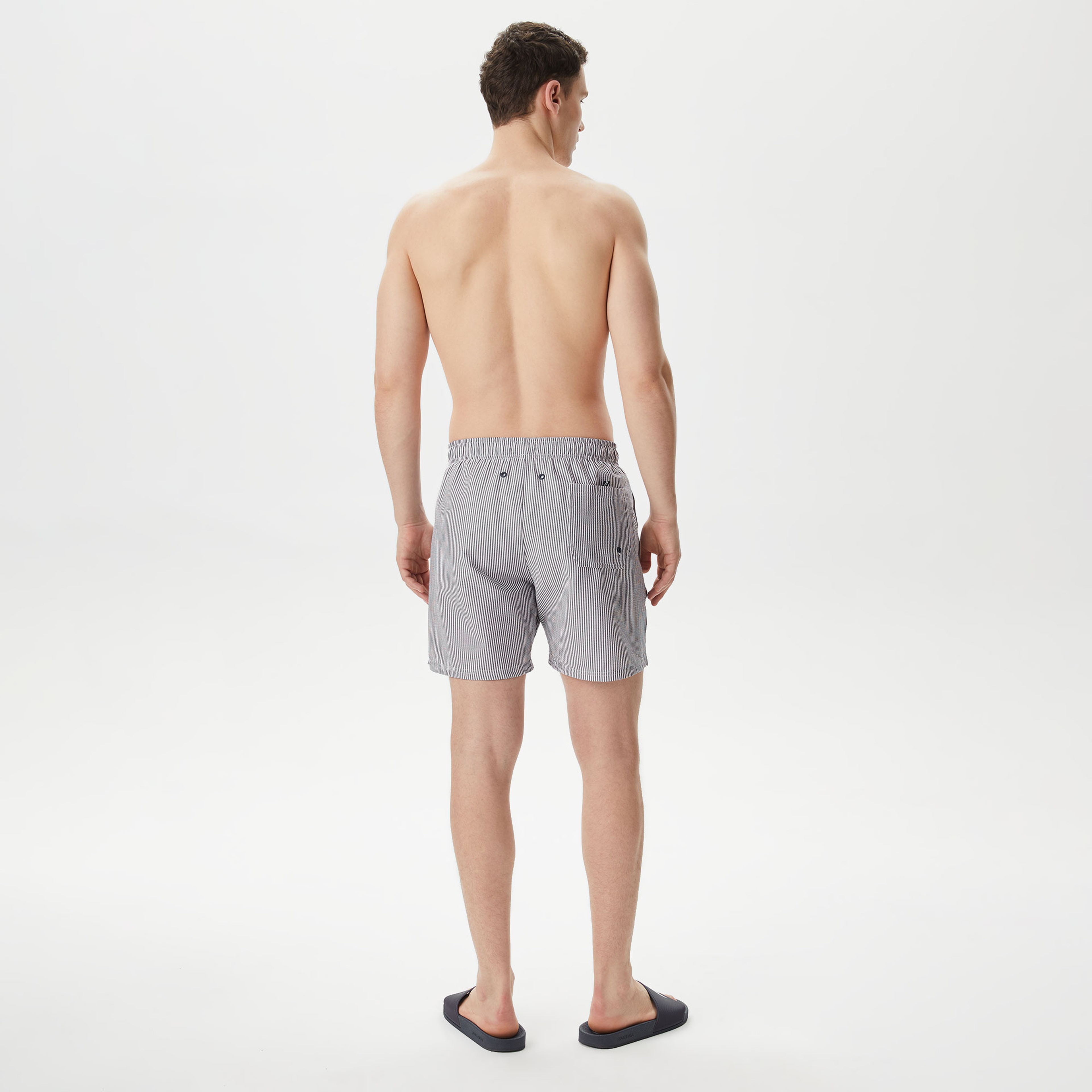 Nautica Erkek Lacivert Regular Fit Çizgili Deniz Şortu