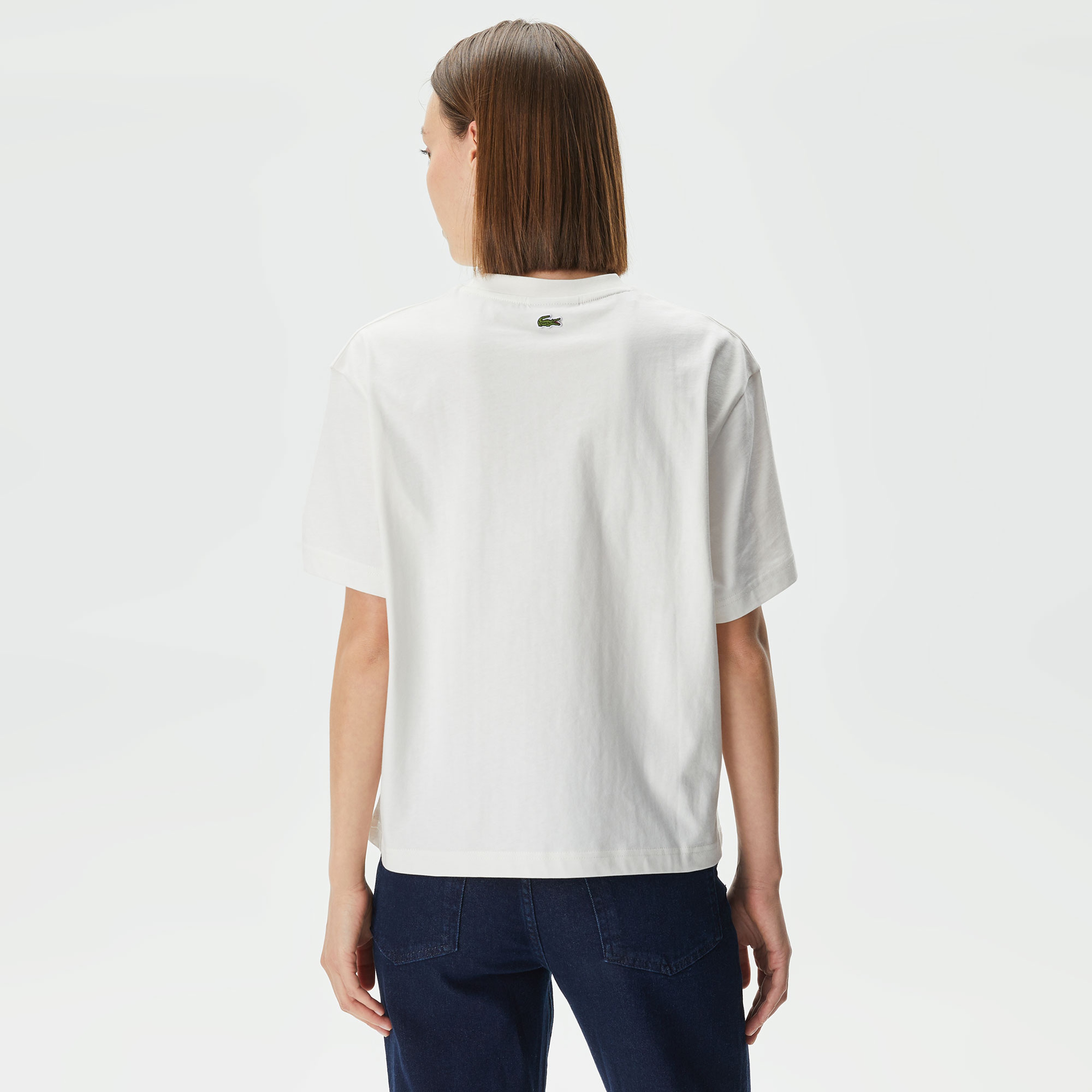 Lacoste Slim Fit Kadın Beyaz T-Shirt