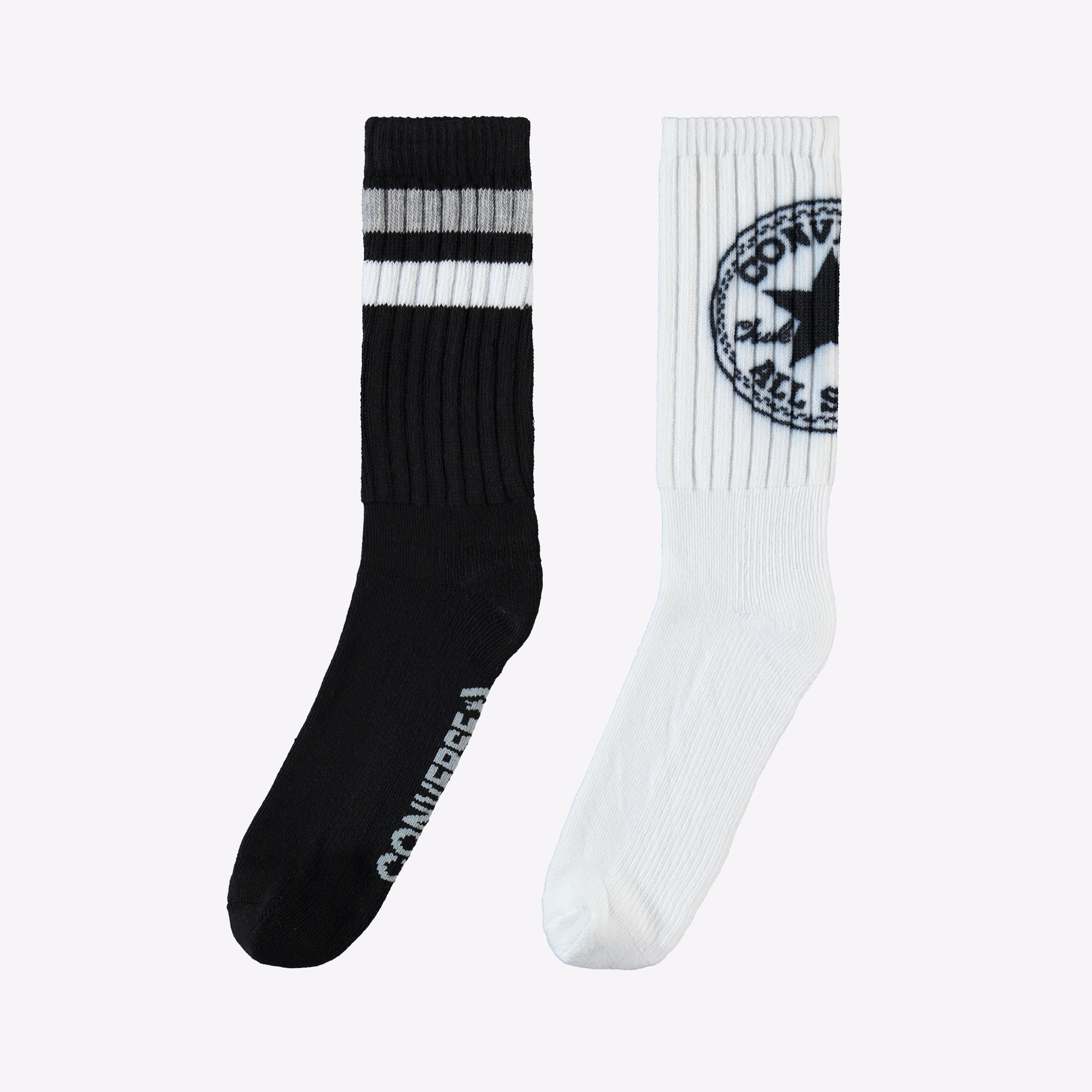 Converse Fashion Crew Erkek Siyah/Beyaz 2'li Çorap