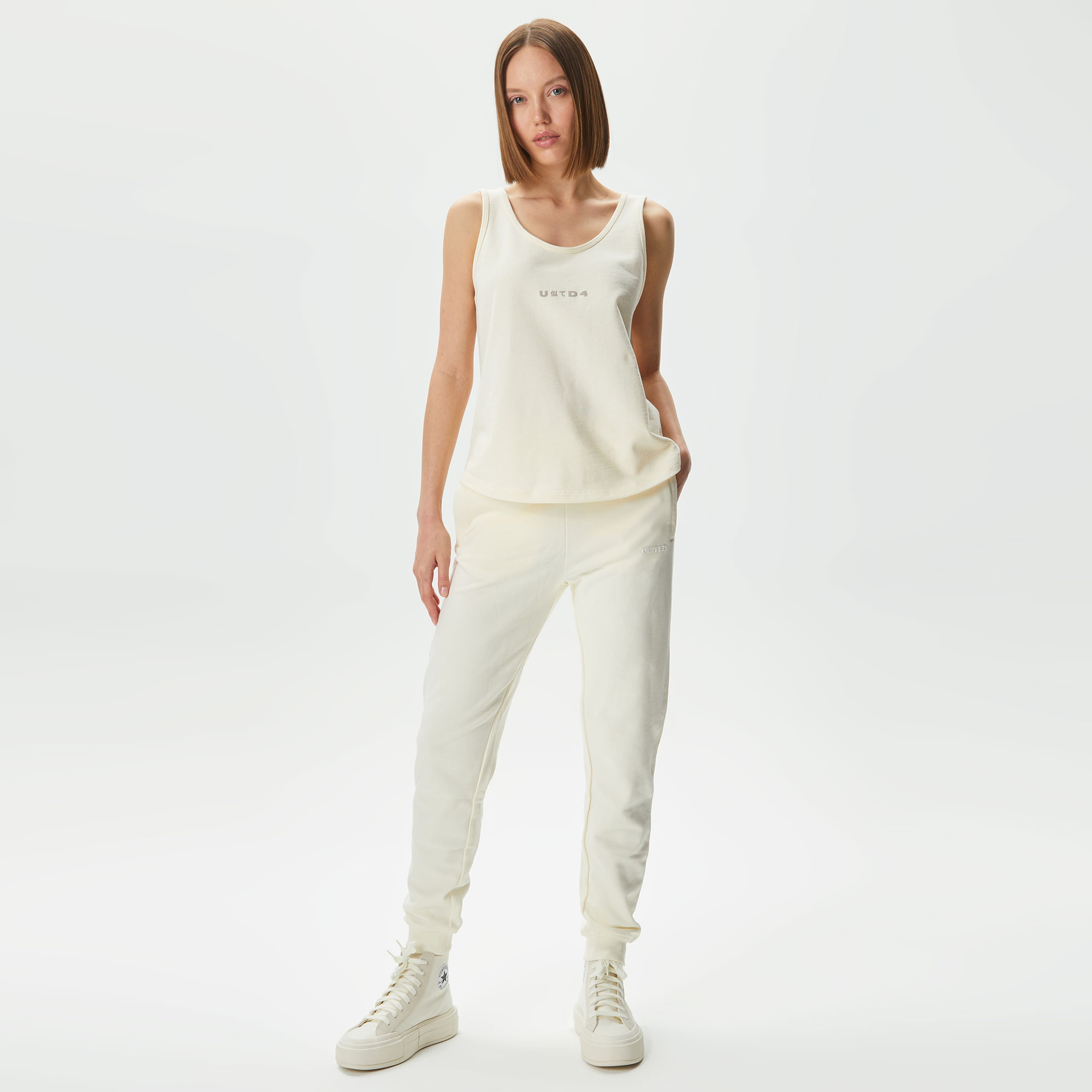 UNITED4 Kadın Krem T-Shirt