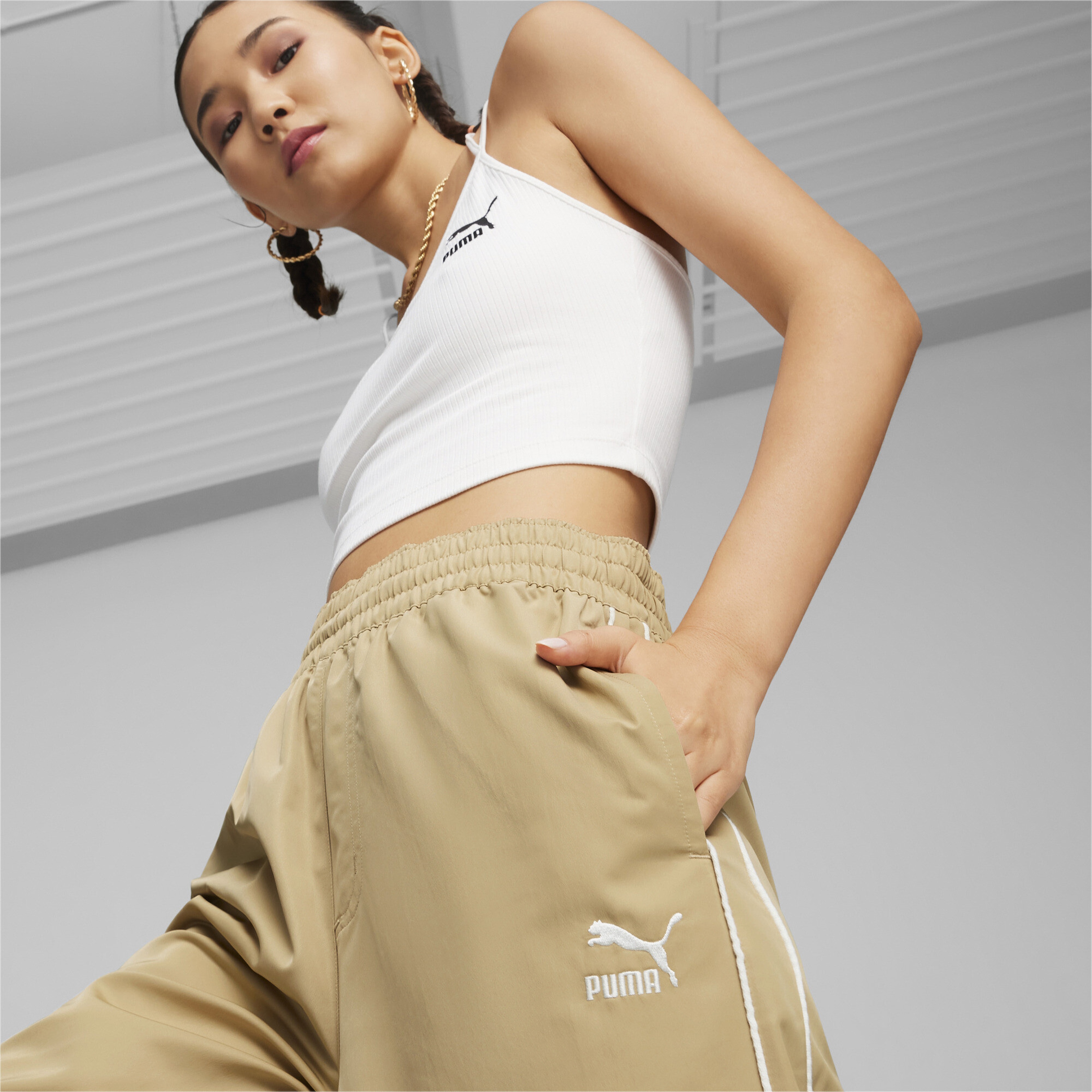 Puma T7 Relaxed Track Kadın Bej Pantolon