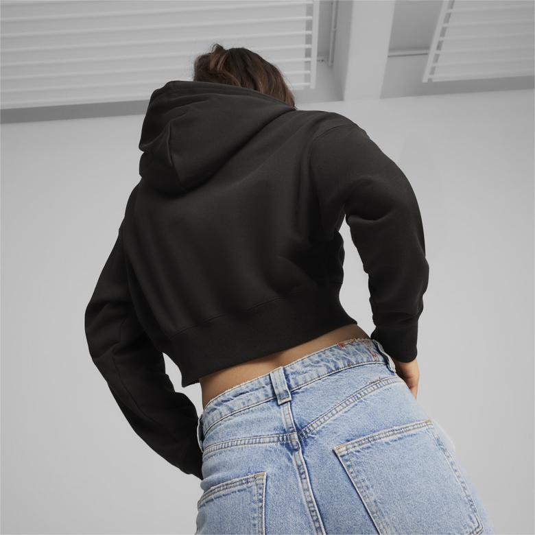 Puma Team Cropped Kadın Siyah Hoodie