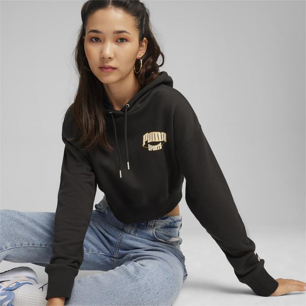 Puma Team Cropped Kadın Siyah Hoodie