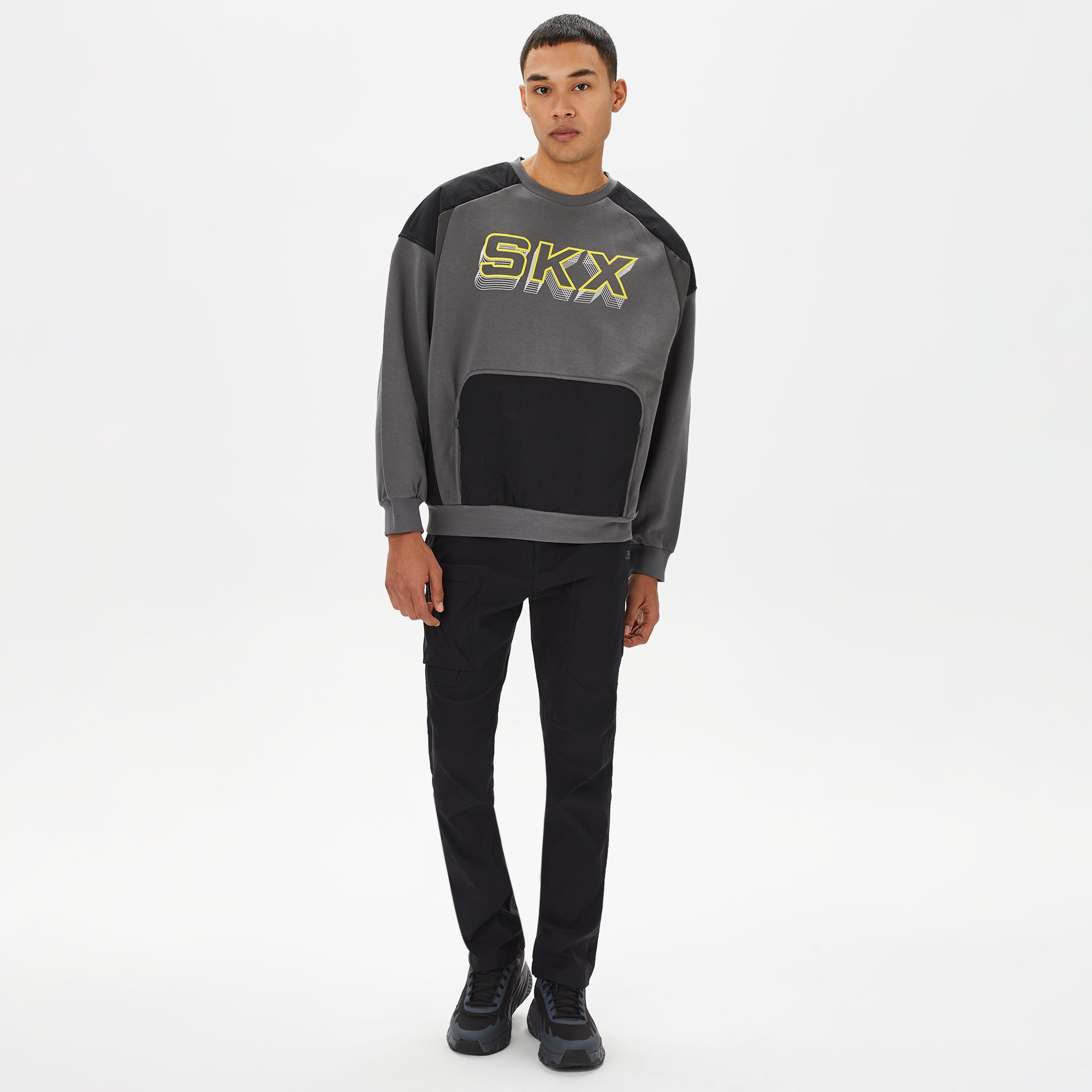 Skechers Lw Fleece Crew Neck Erkek Gri Sweatshirt
