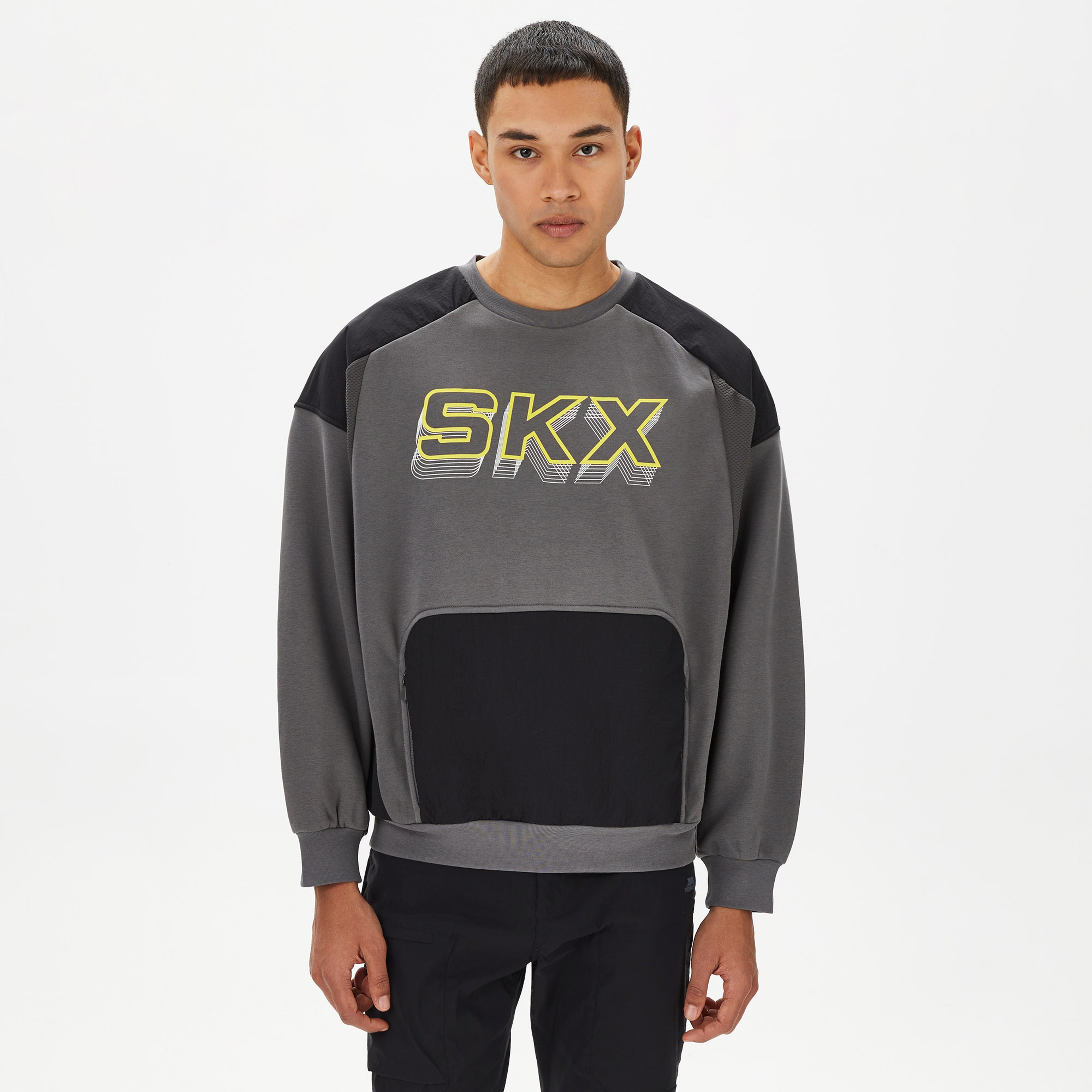 Skechers Lw Fleece Crew Neck Erkek Gri Sweatshirt
