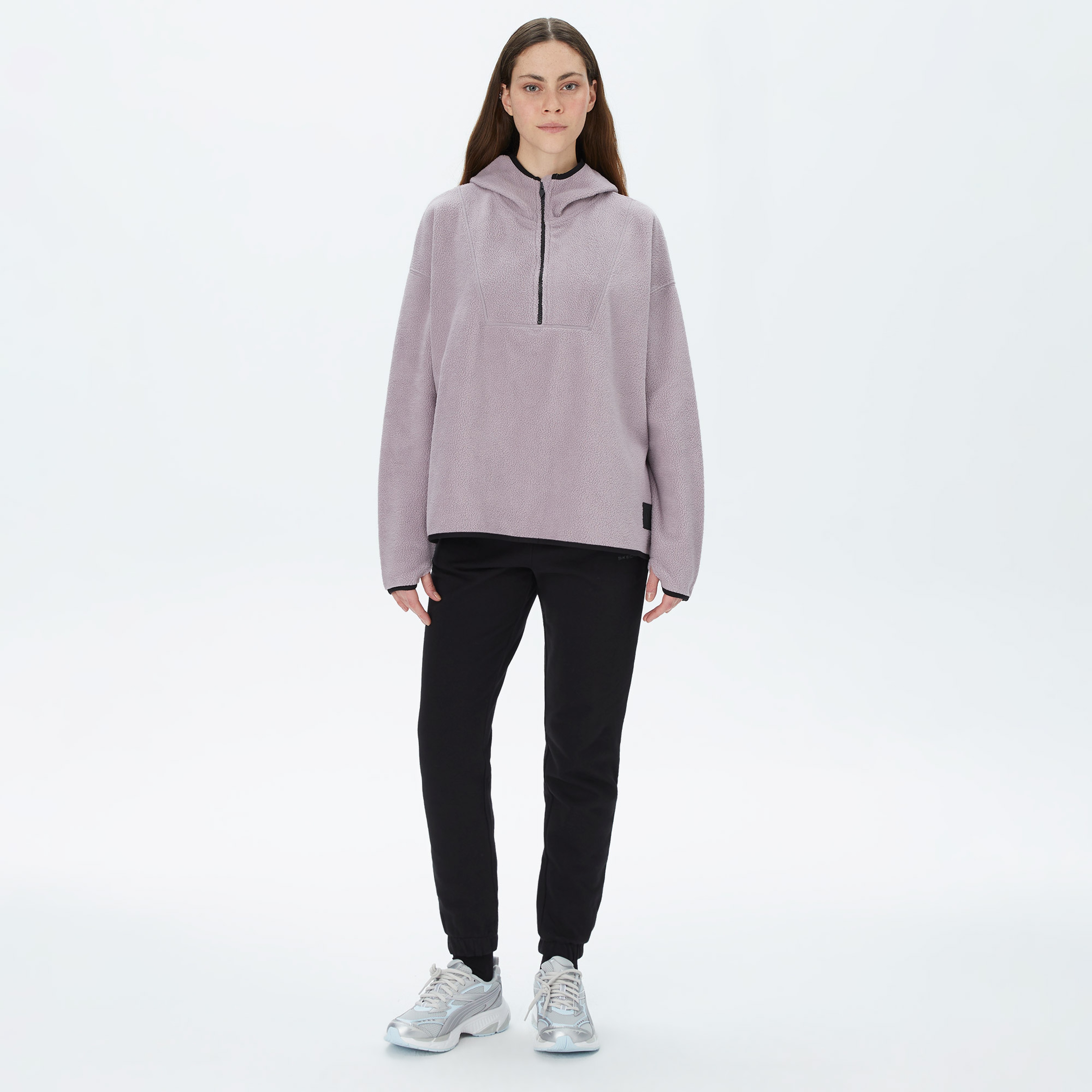 Skechers Fleece Full Zip Kadın Mor Günlük Sweatshirt