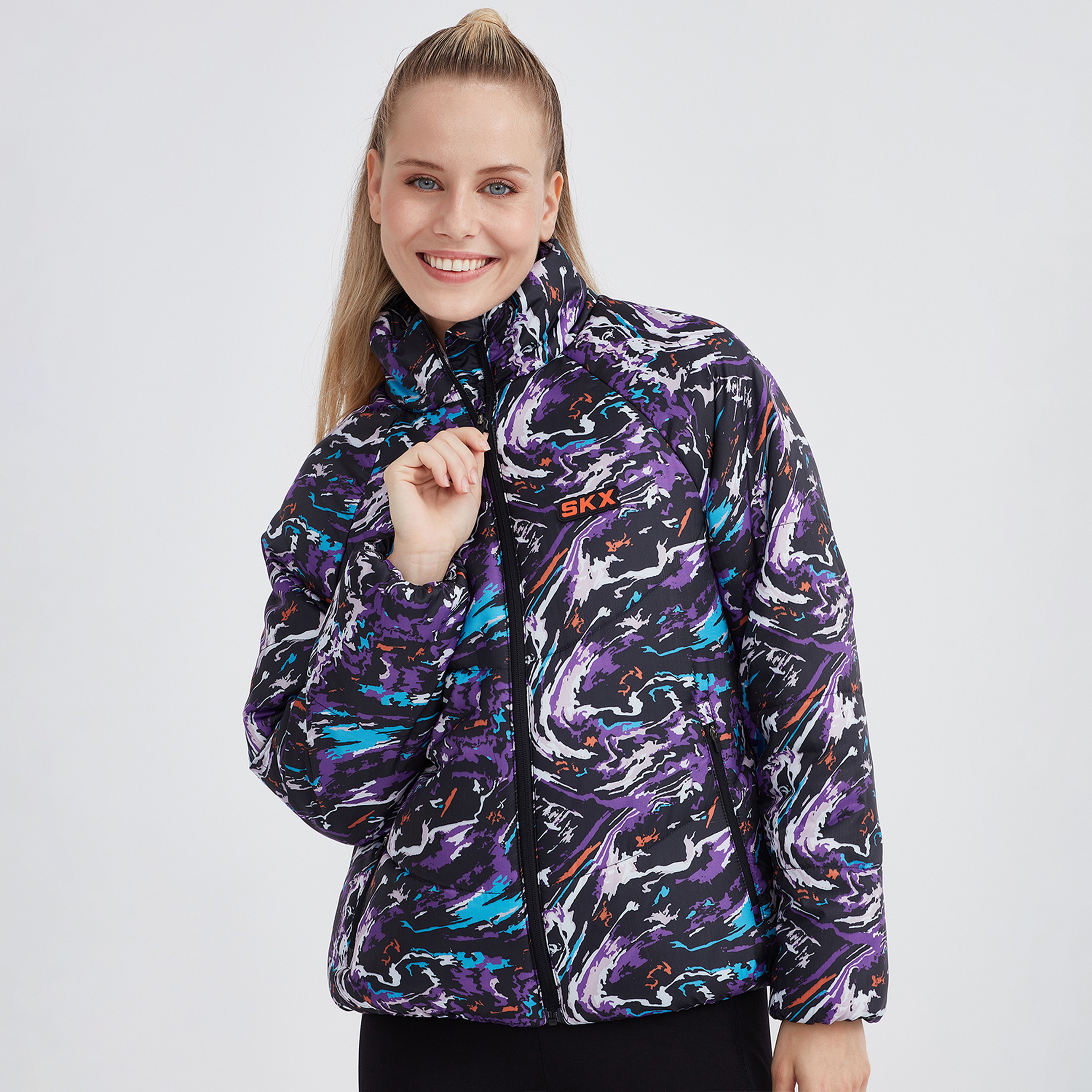 Skechers Outerwear Padded Kadın Mor Günlük Mont