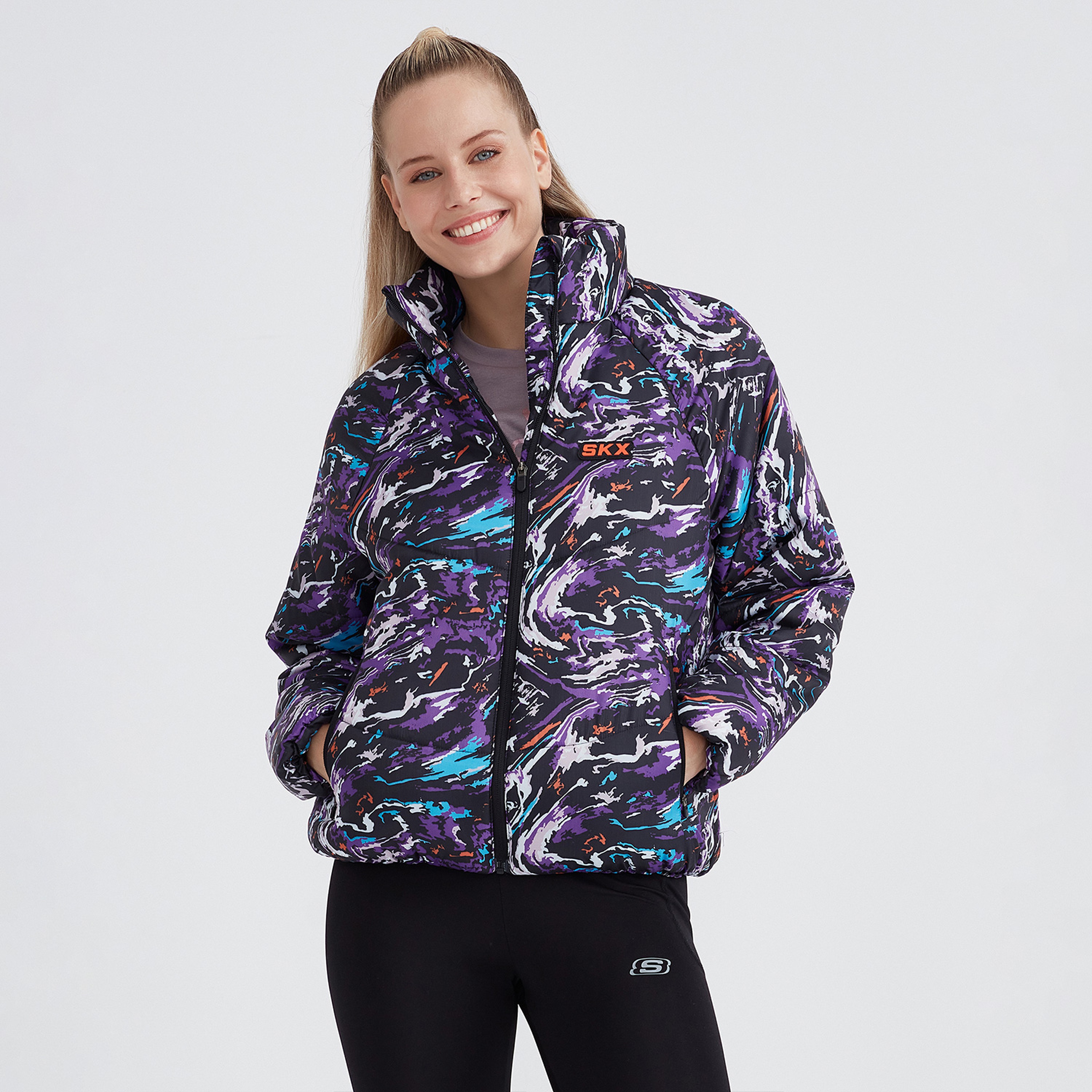Skechers Outerwear Padded Kadın Mor Günlük Mont
