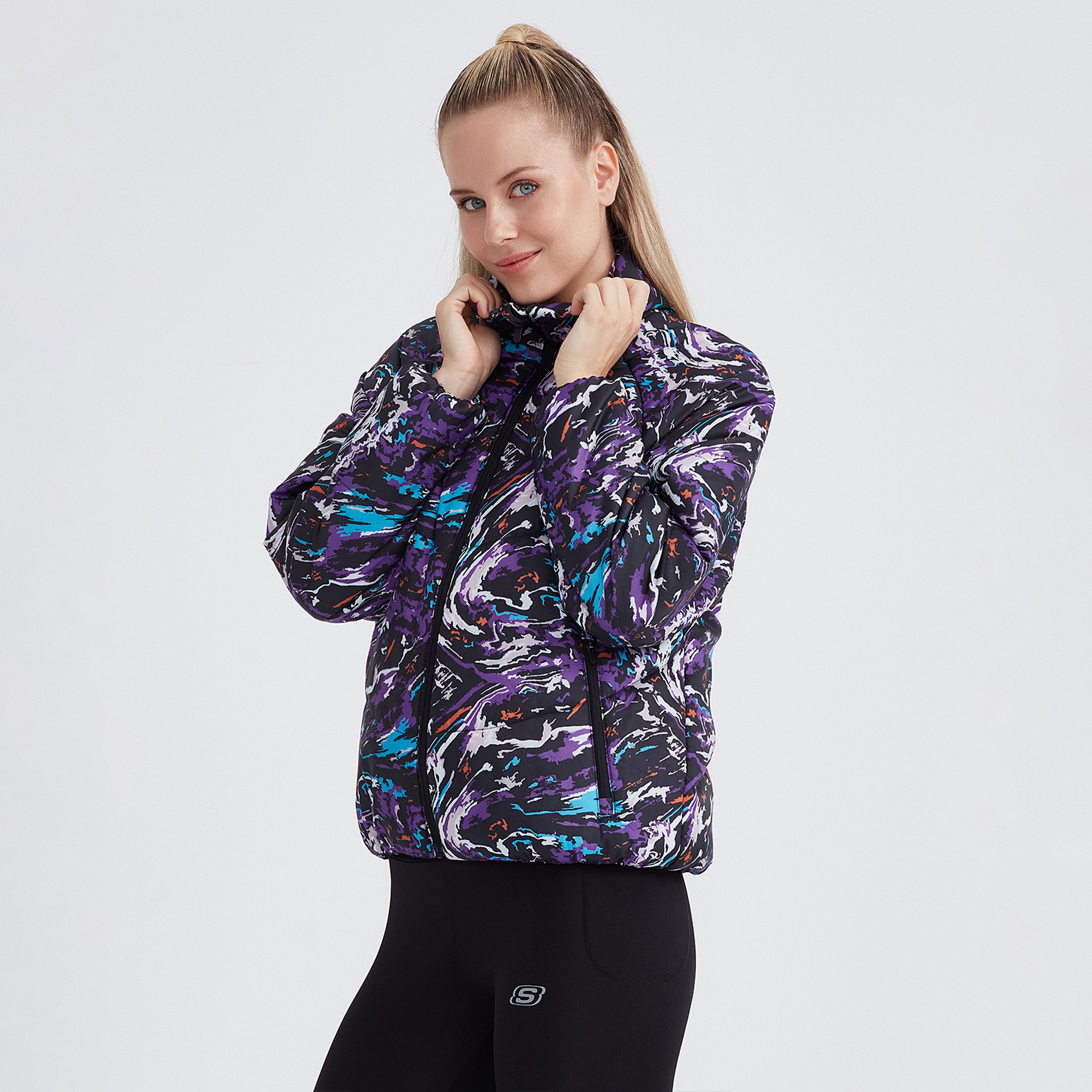 Skechers Outerwear Padded Kadın Mor Günlük Mont