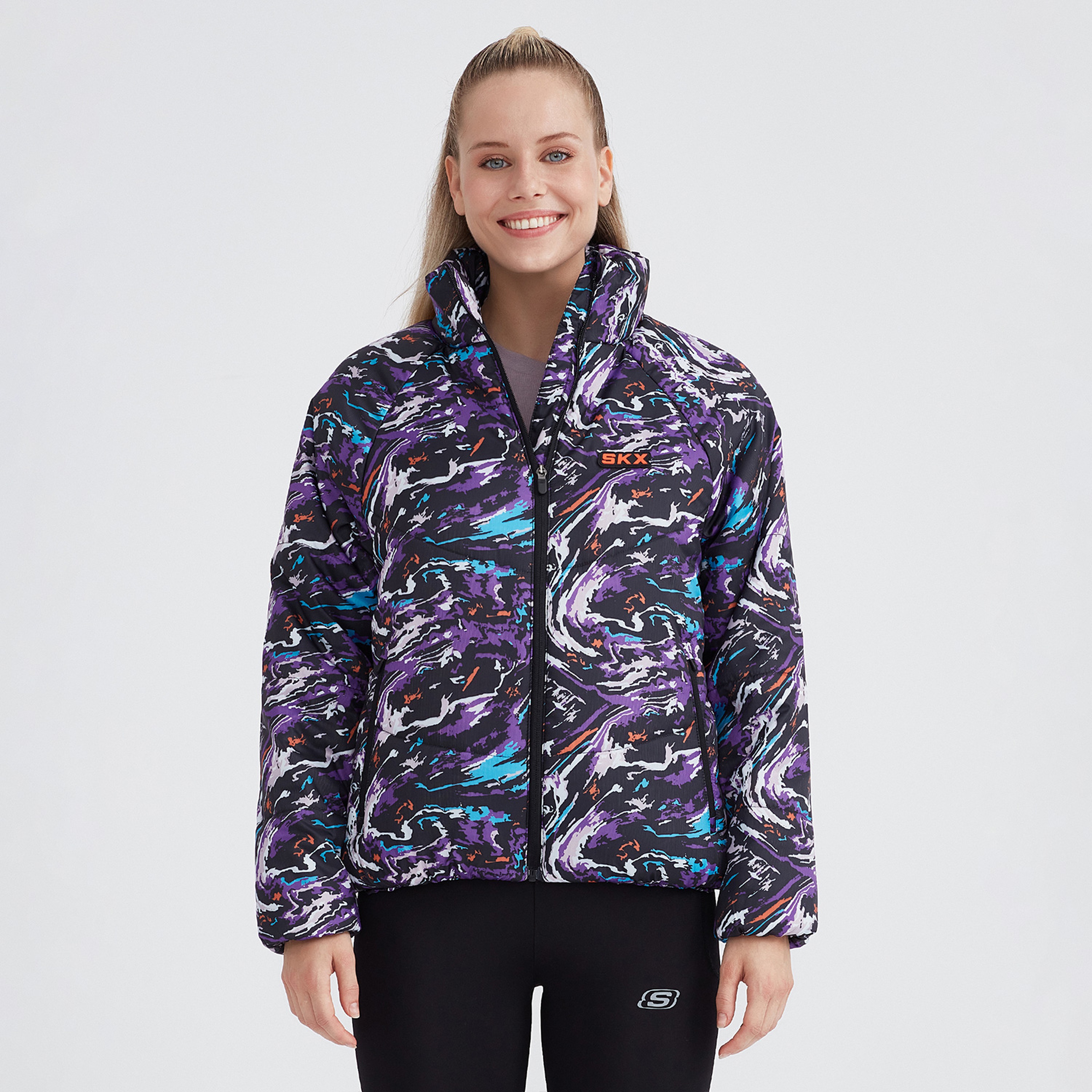 Skechers Outerwear Padded Kadın Mor Günlük Mont