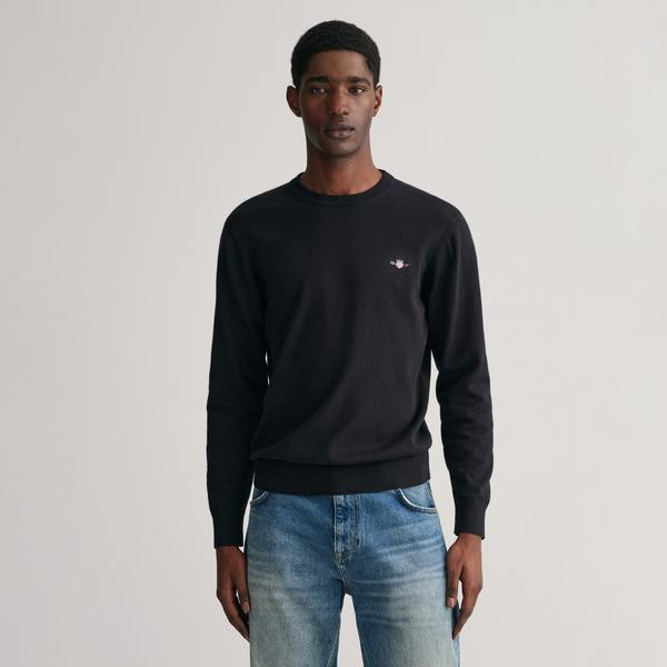 GANT Erkek Siyah Regular Fit Bisiklet Yaka Kazak