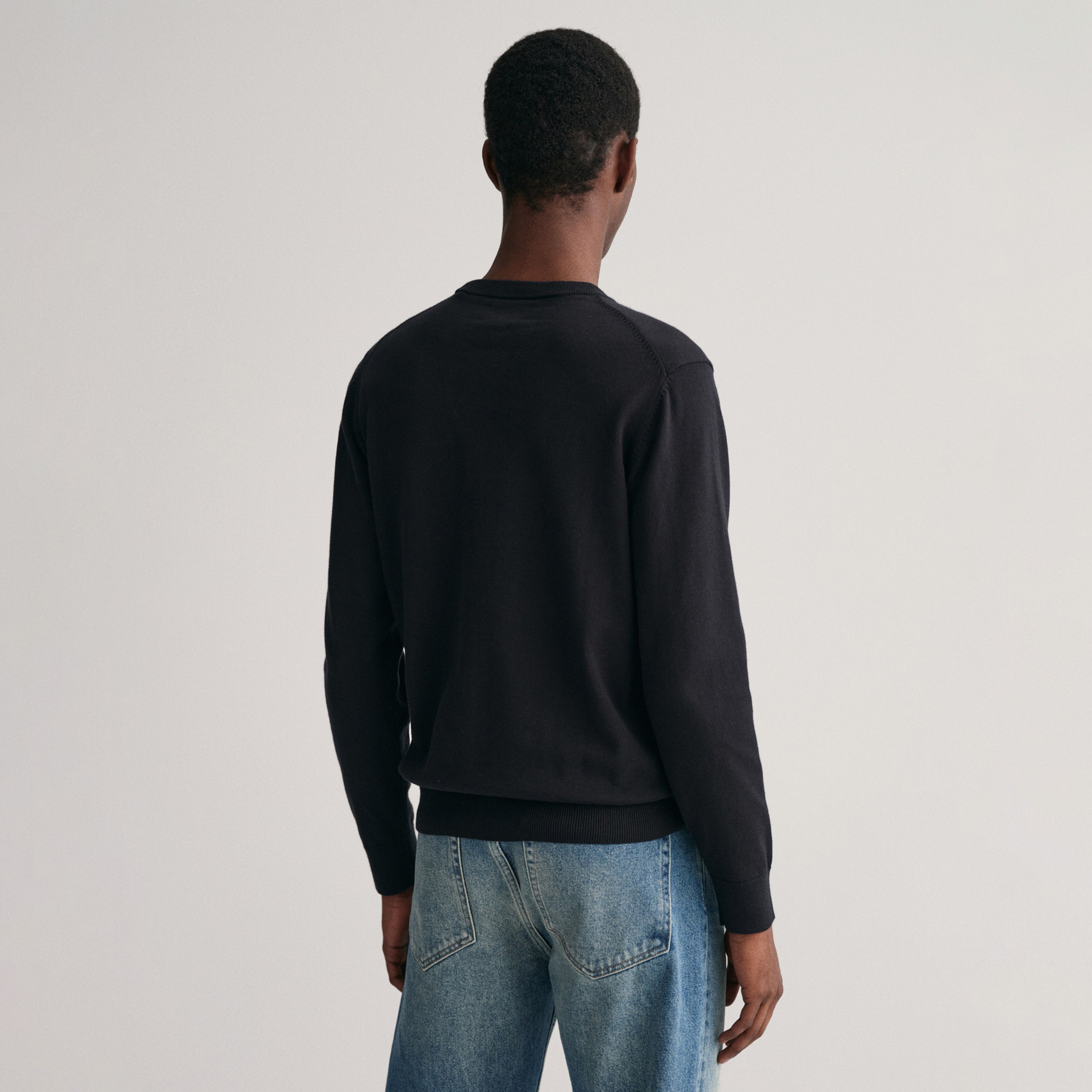 GANT Erkek Siyah Regular Fit Bisiklet Yaka Kazak