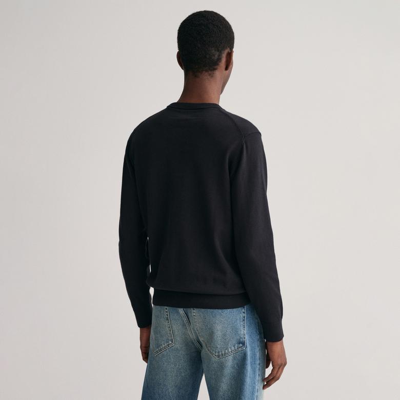 GANT Erkek Siyah Regular Fit Bisiklet Yaka Kazak