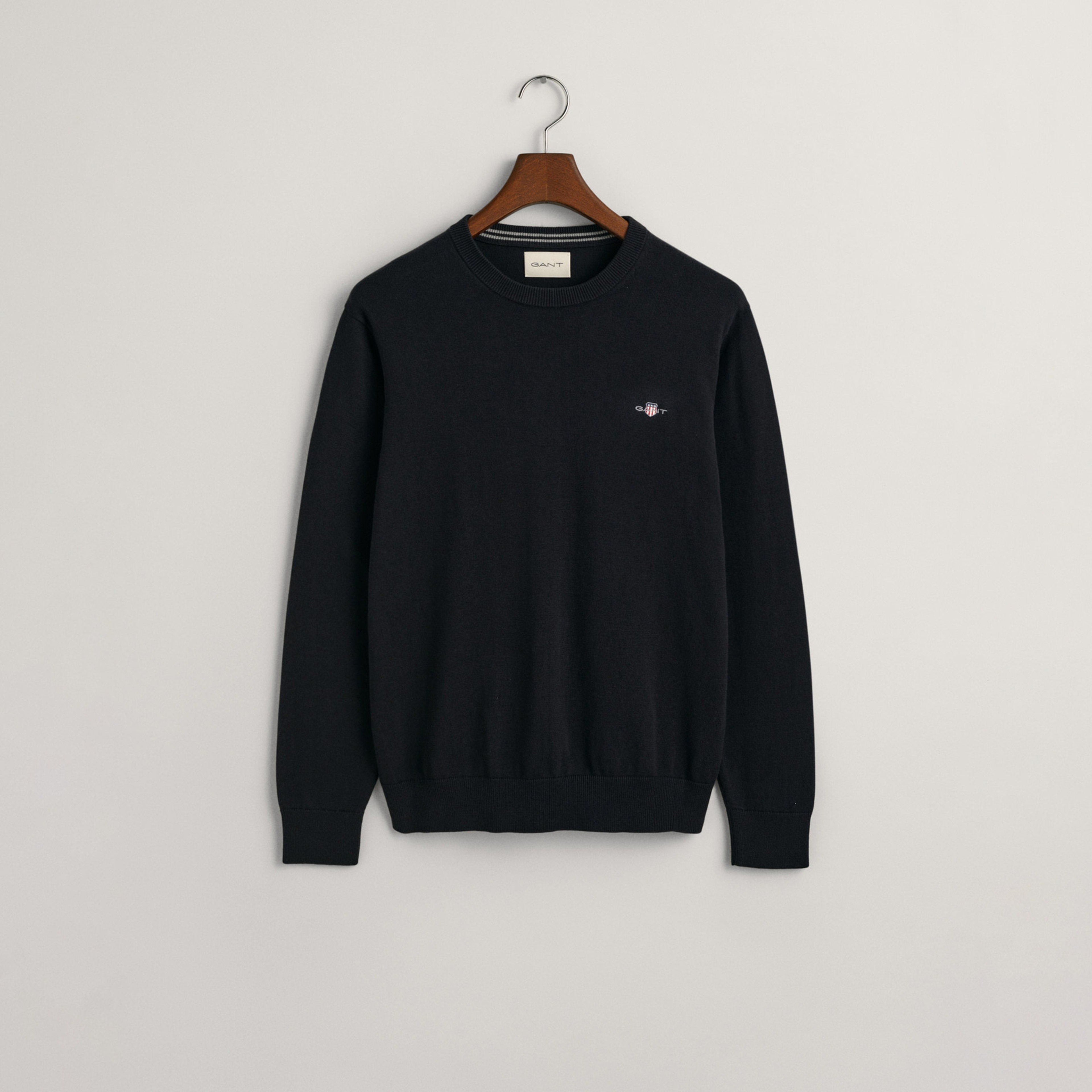 GANT Erkek Siyah Regular Fit Bisiklet Yaka Kazak