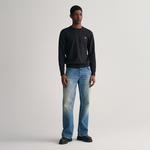 GANT Erkek Siyah Regular Fit Bisiklet Yaka Kazak