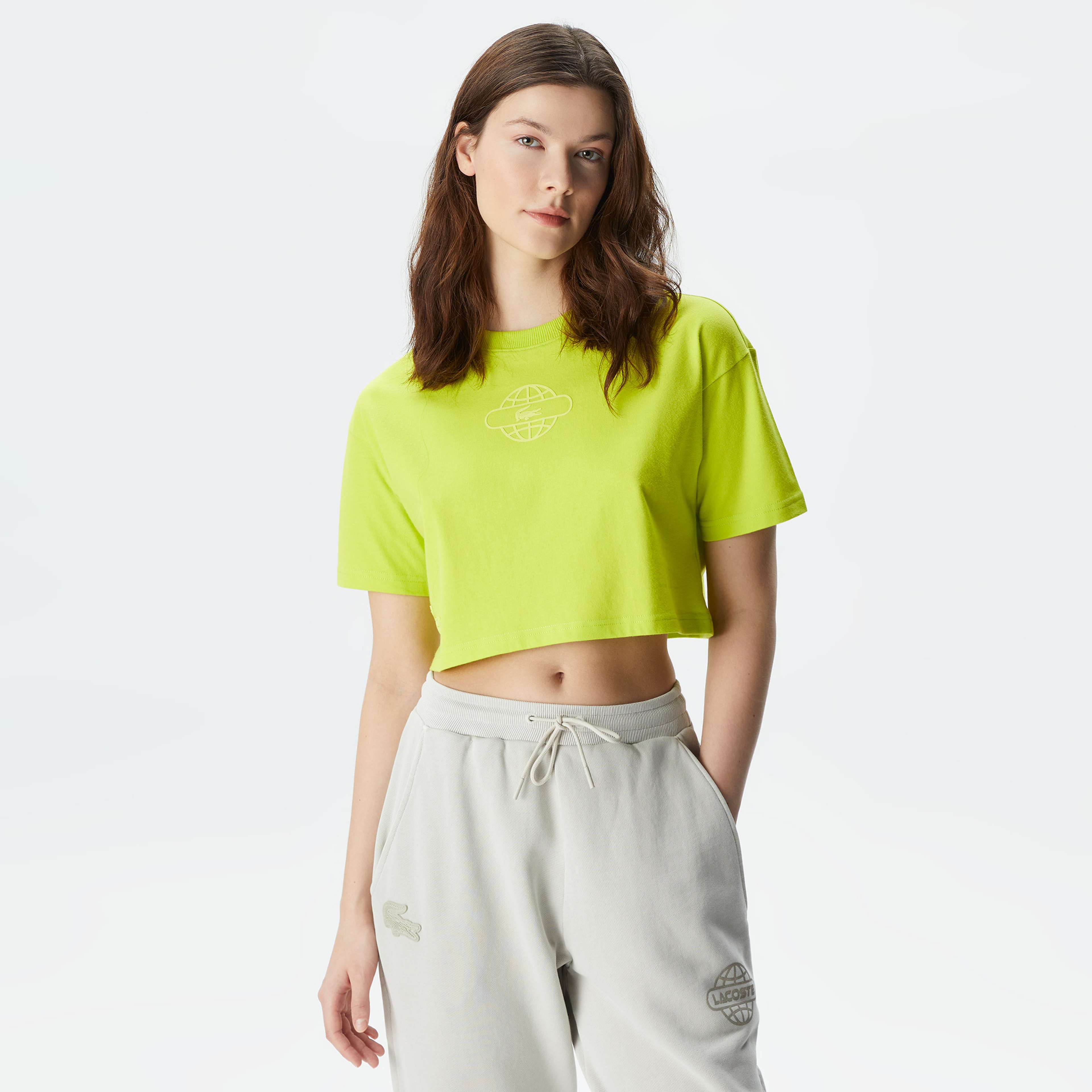 Lacoste House of SuperStep X Lacoste Kadın Sarı T-Shirt