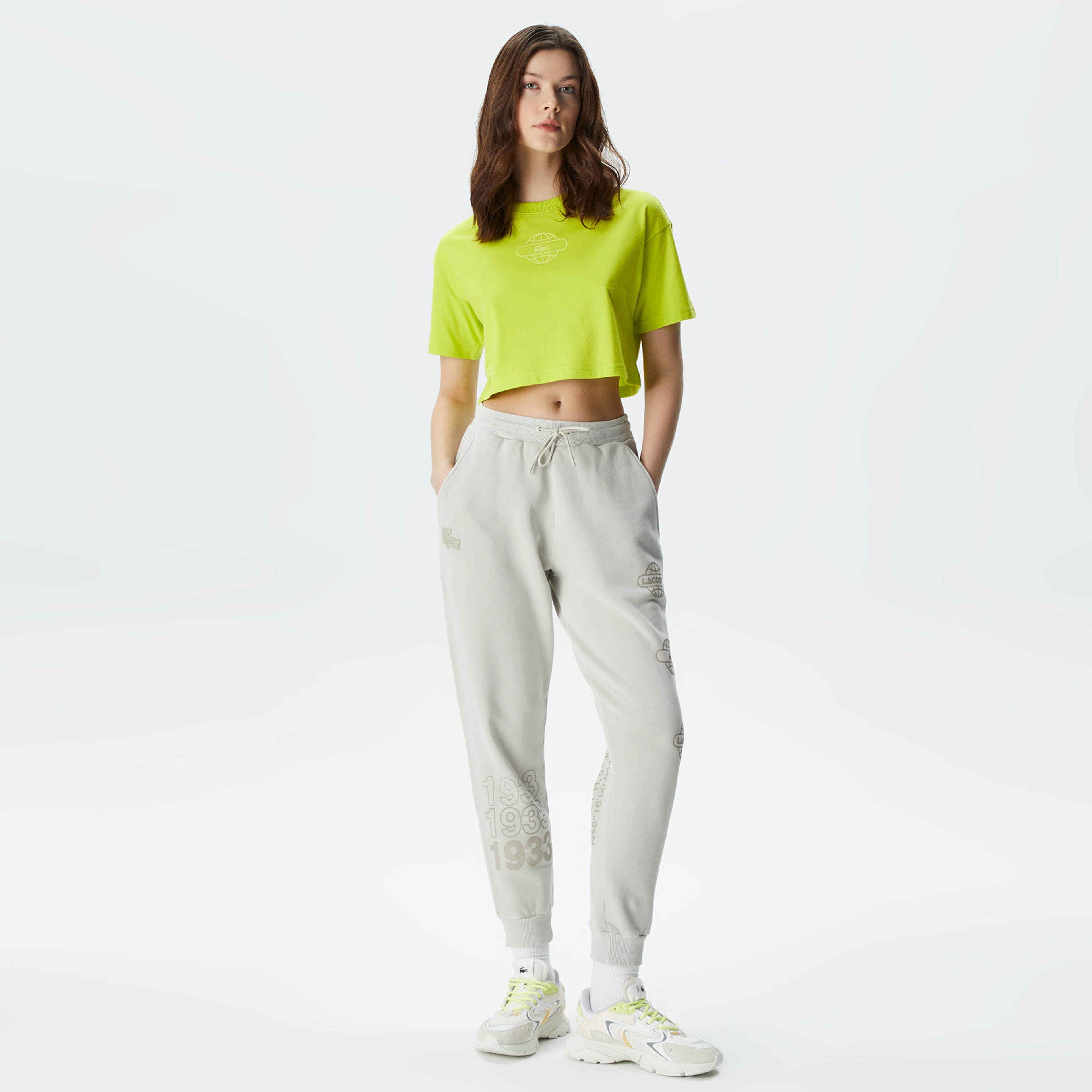 Lacoste House of SuperStep X Lacoste Kadın Sarı T-Shirt