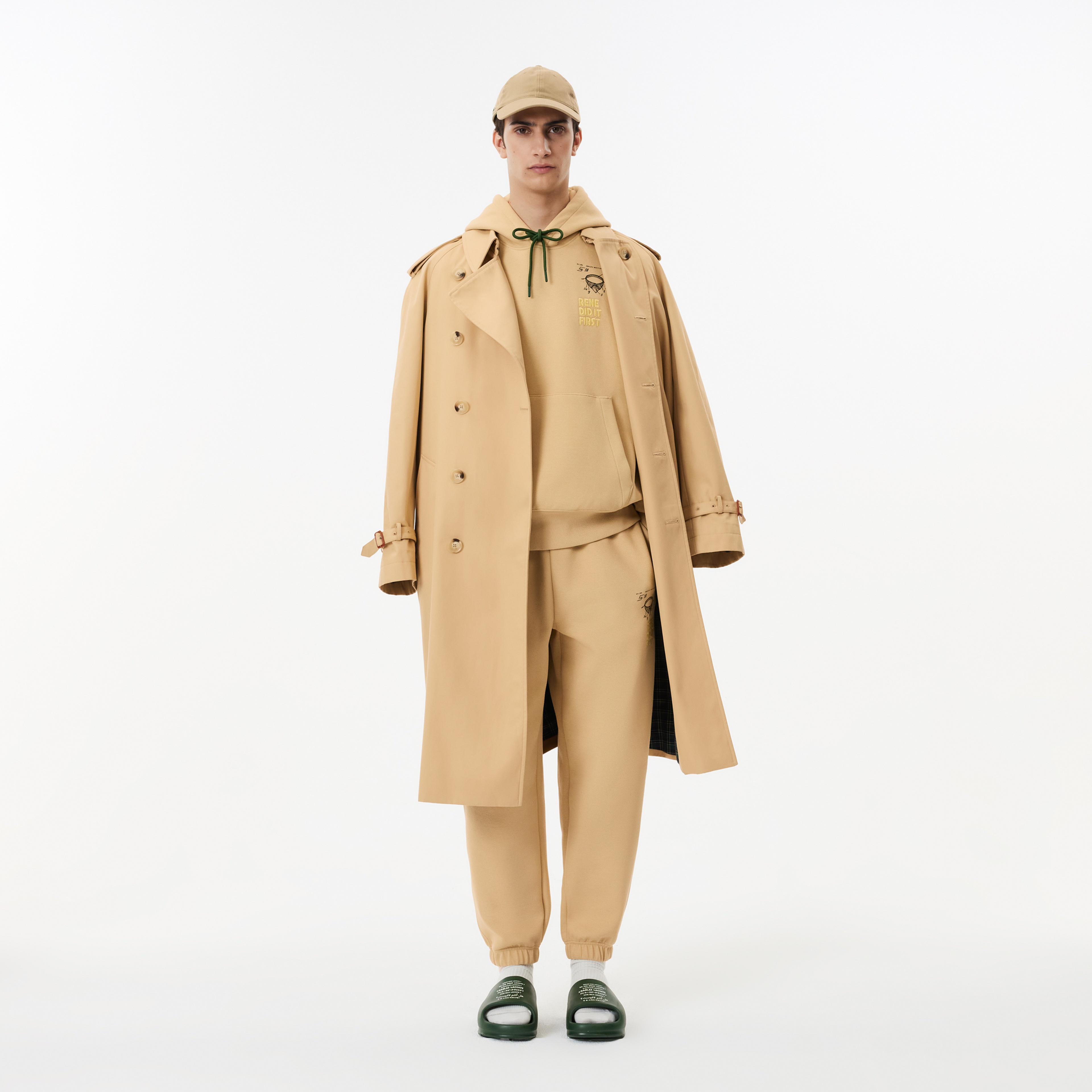 Unisex Relaxed Fit Kapüşonlu Bej Sweatshirt