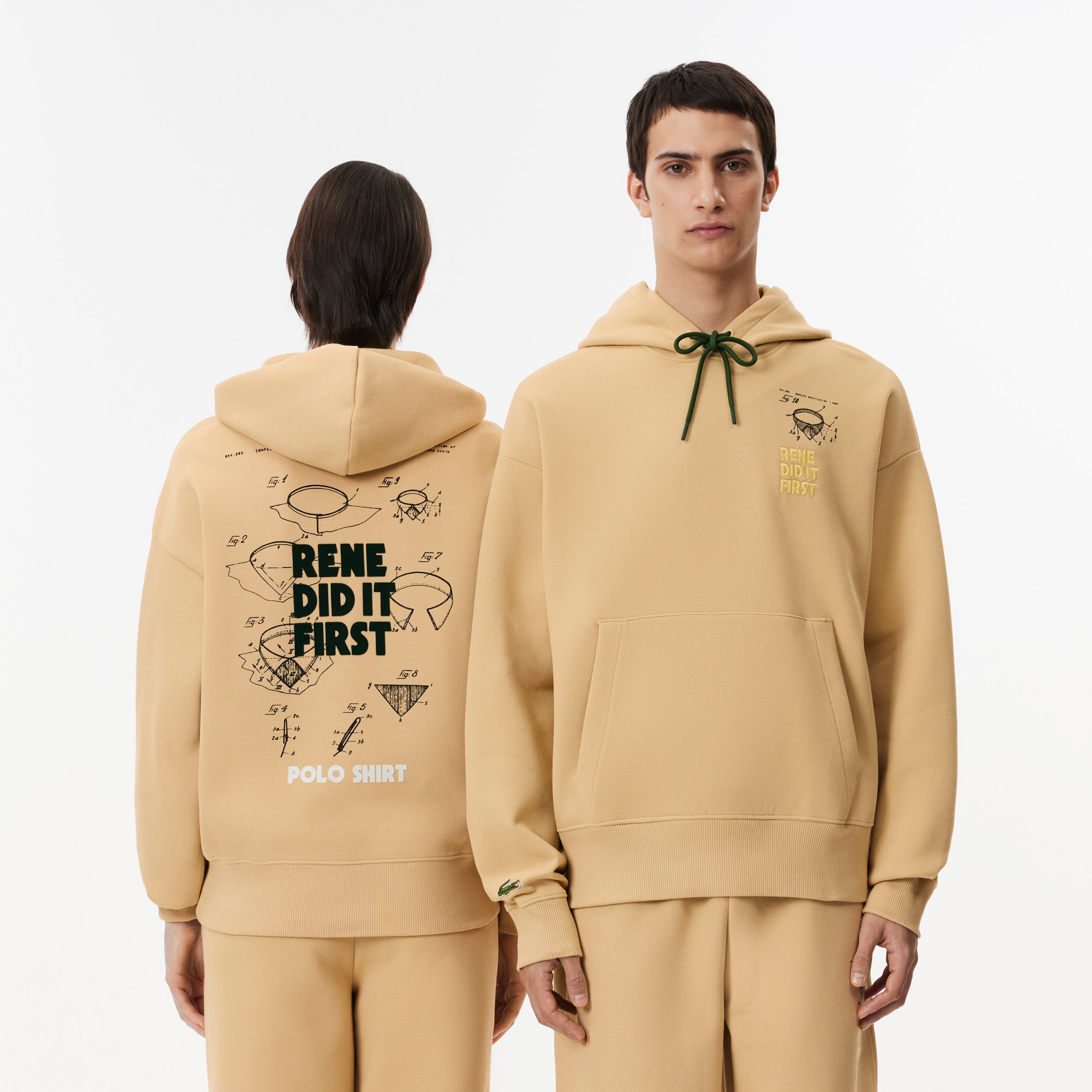 Unisex Relaxed Fit Kapüşonlu Bej Sweatshirt