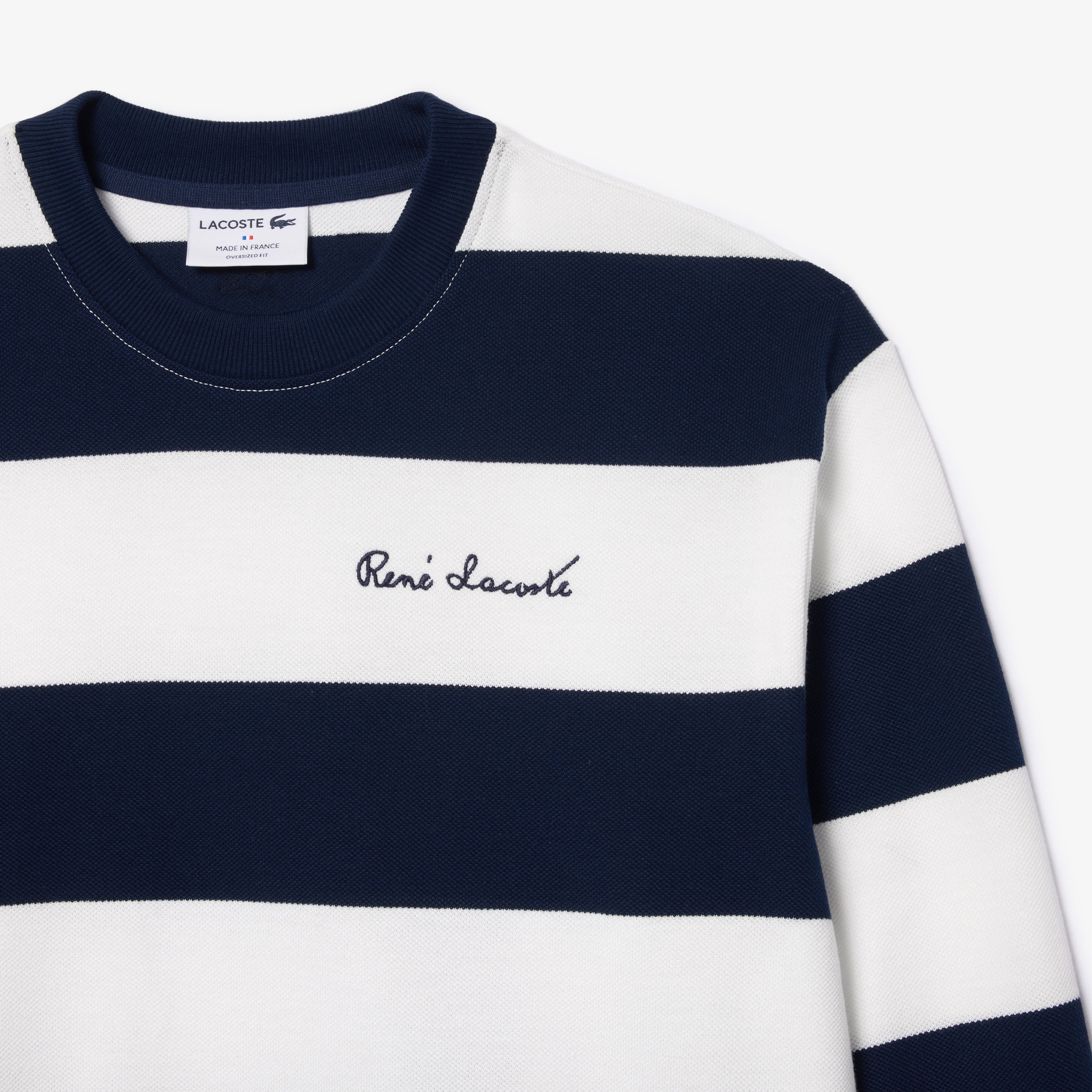 Kadın Bisiklet Yaka Çizgili Lacivert Sweatshirt