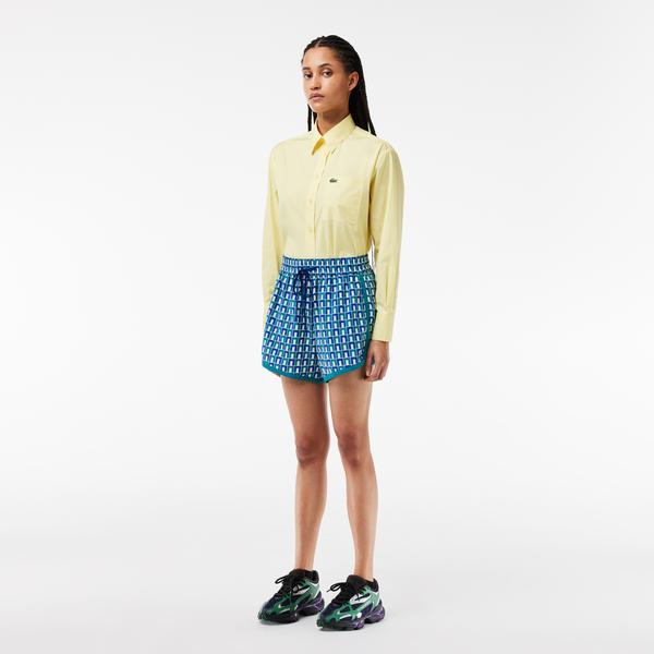 Kadın Baskılı Mavi Şort