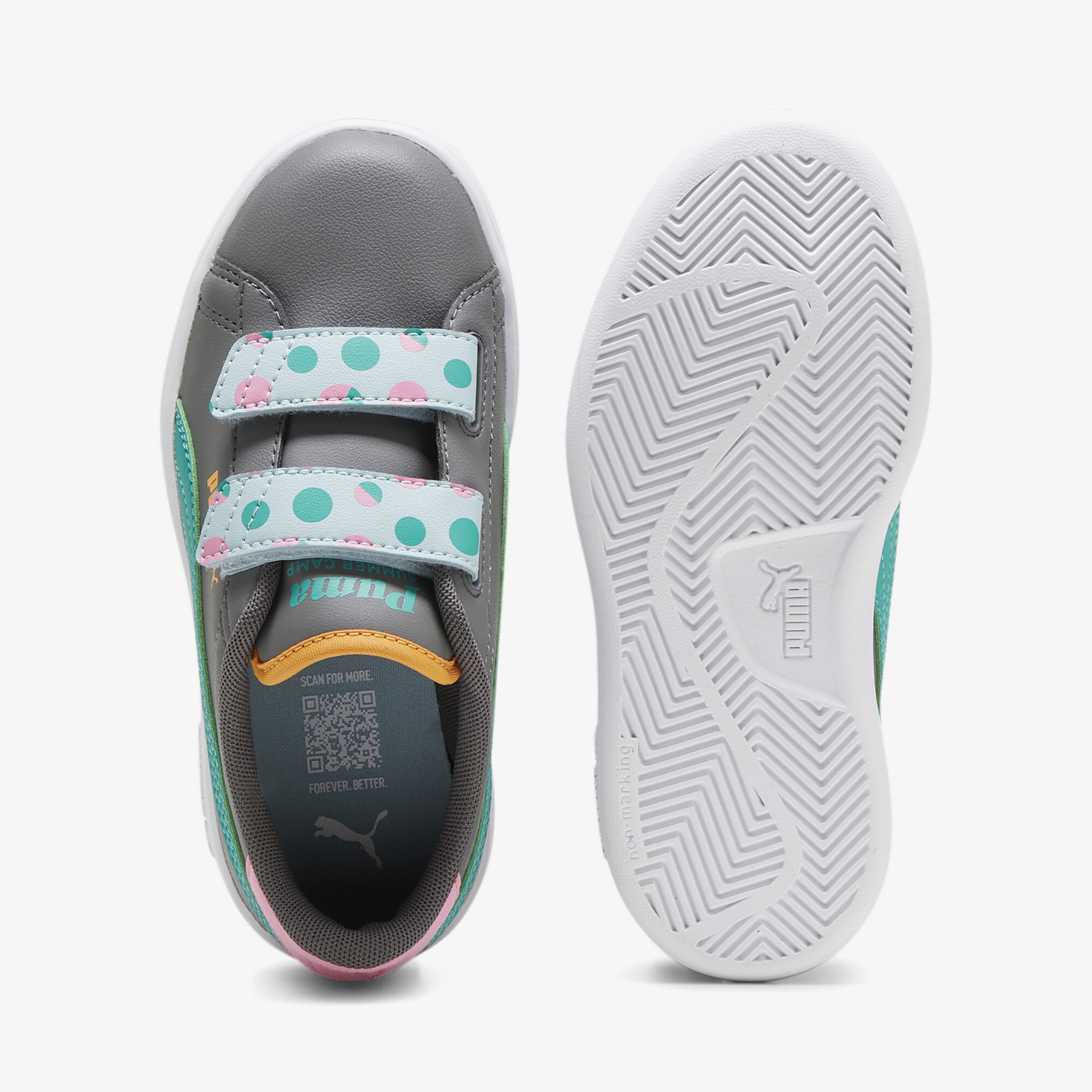 Puma Smash 3.0 Summercamp Çocuk Gri/Yeşil Spor Ayakkabı