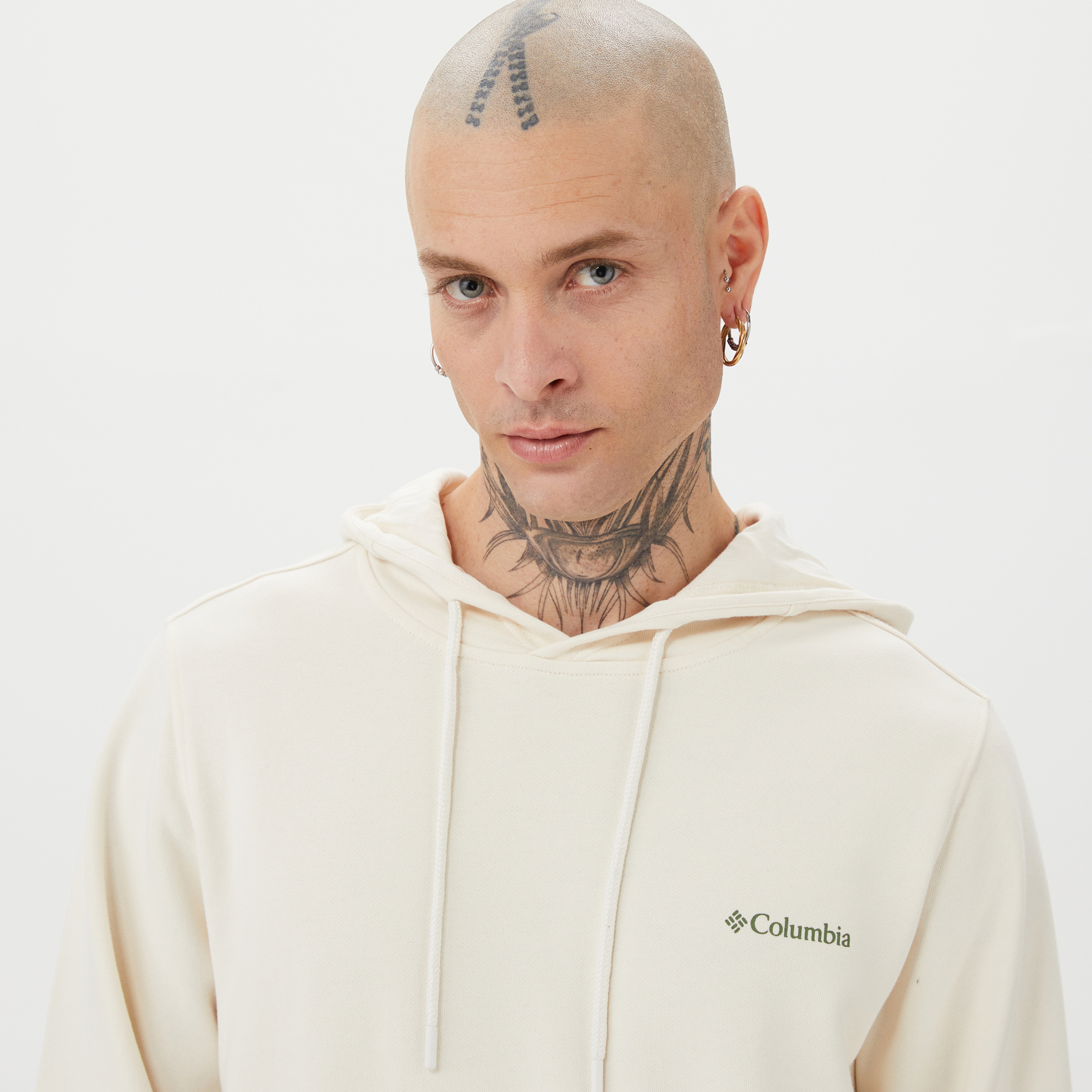 Columbia CSC Basic Sm Logo Erkek Krem Kapüşonlu Sweatshirt