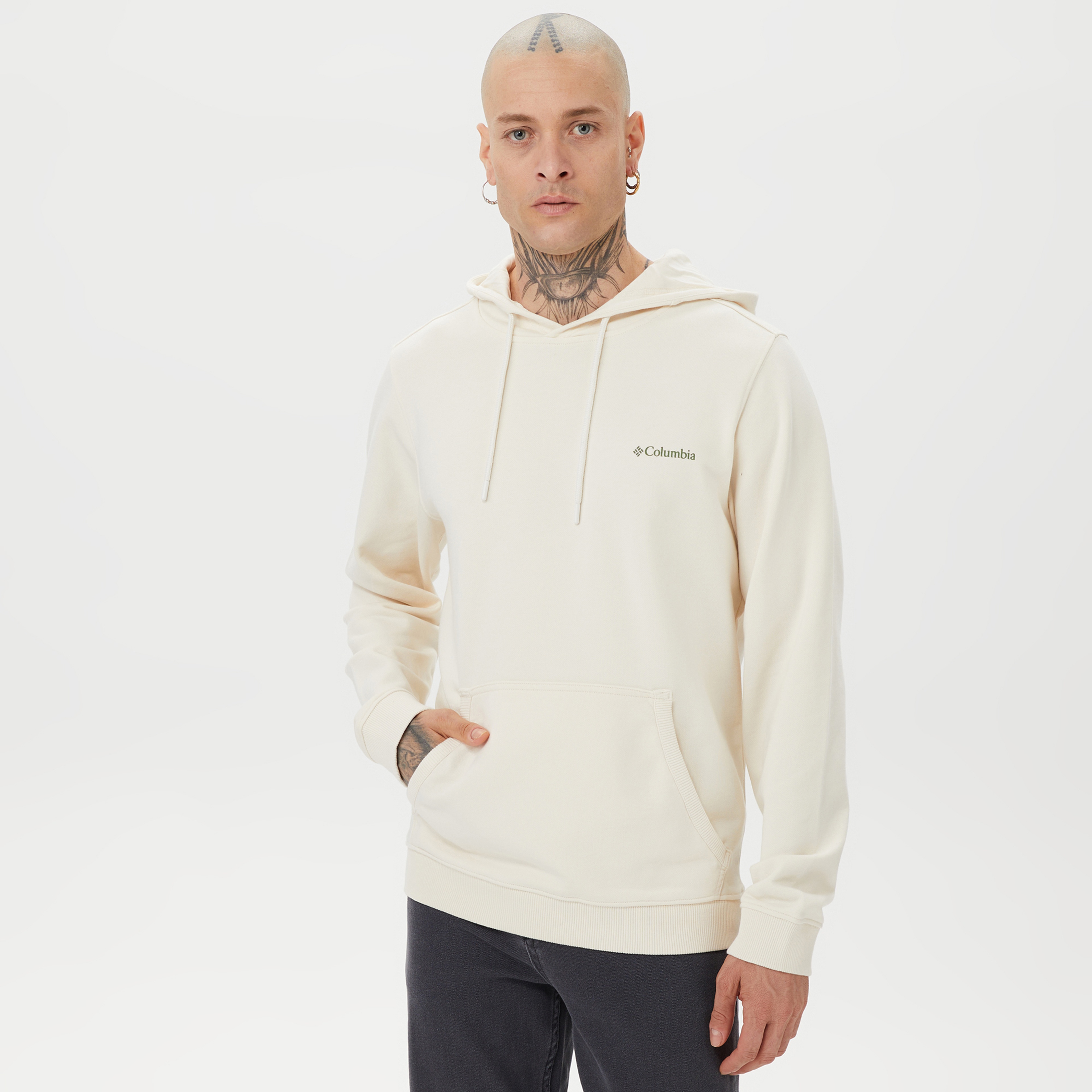 Columbia CSC Basic Sm Logo Erkek Krem Kapüşonlu Sweatshirt